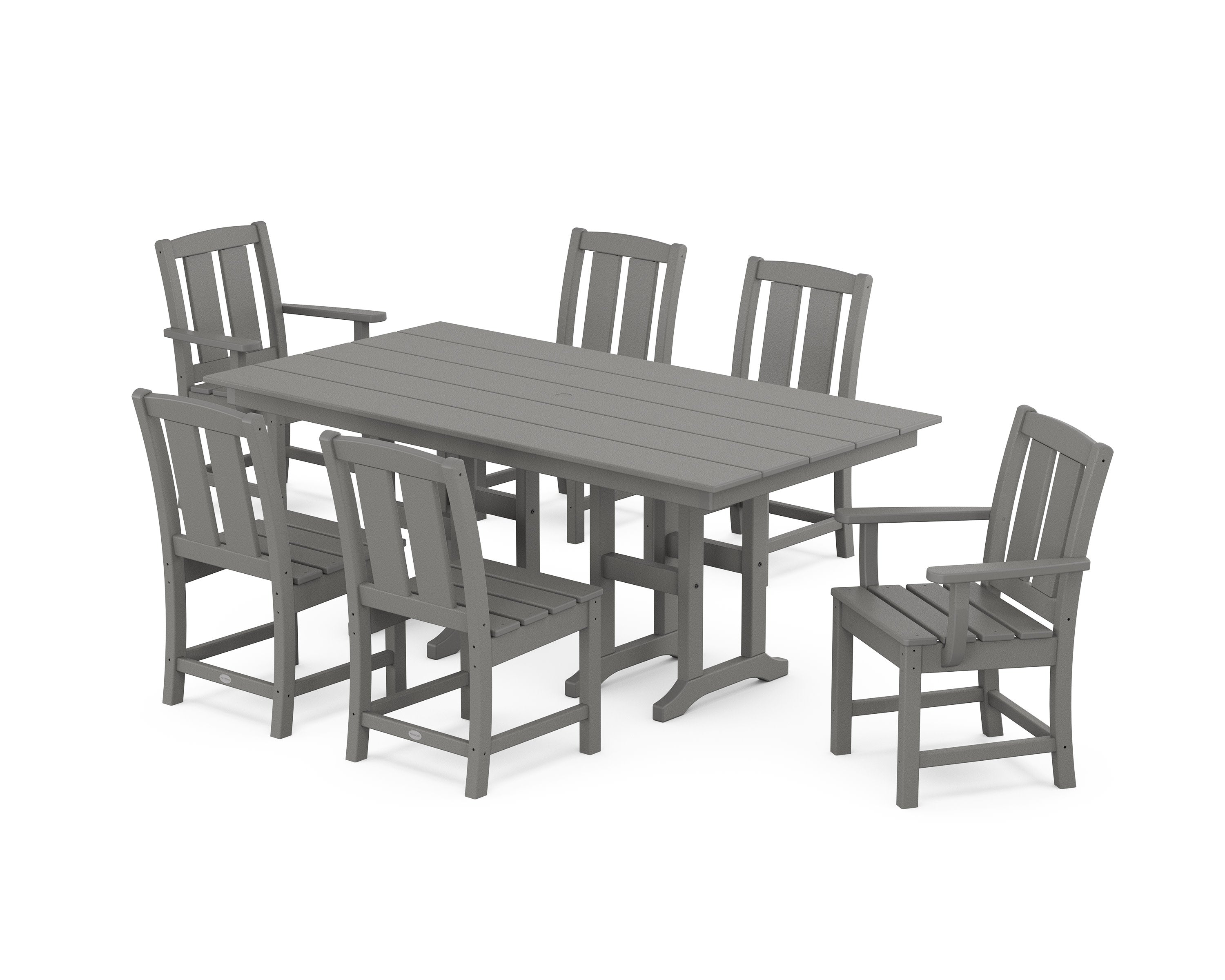 Mission 7-Piece Farmhouse Dining Set in Slate Grey