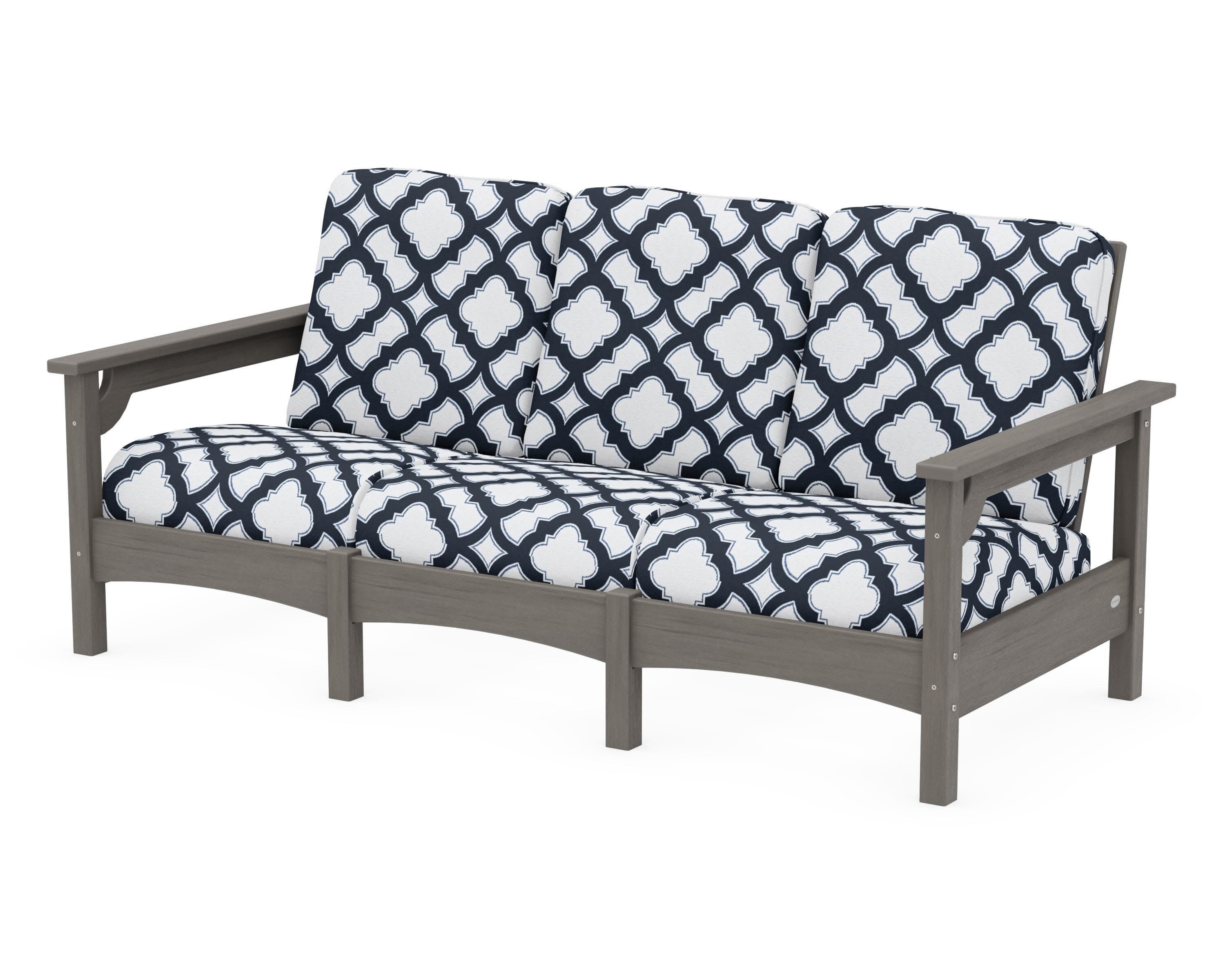 Club Sofa in Driftwood / Trellis Marine Indigo