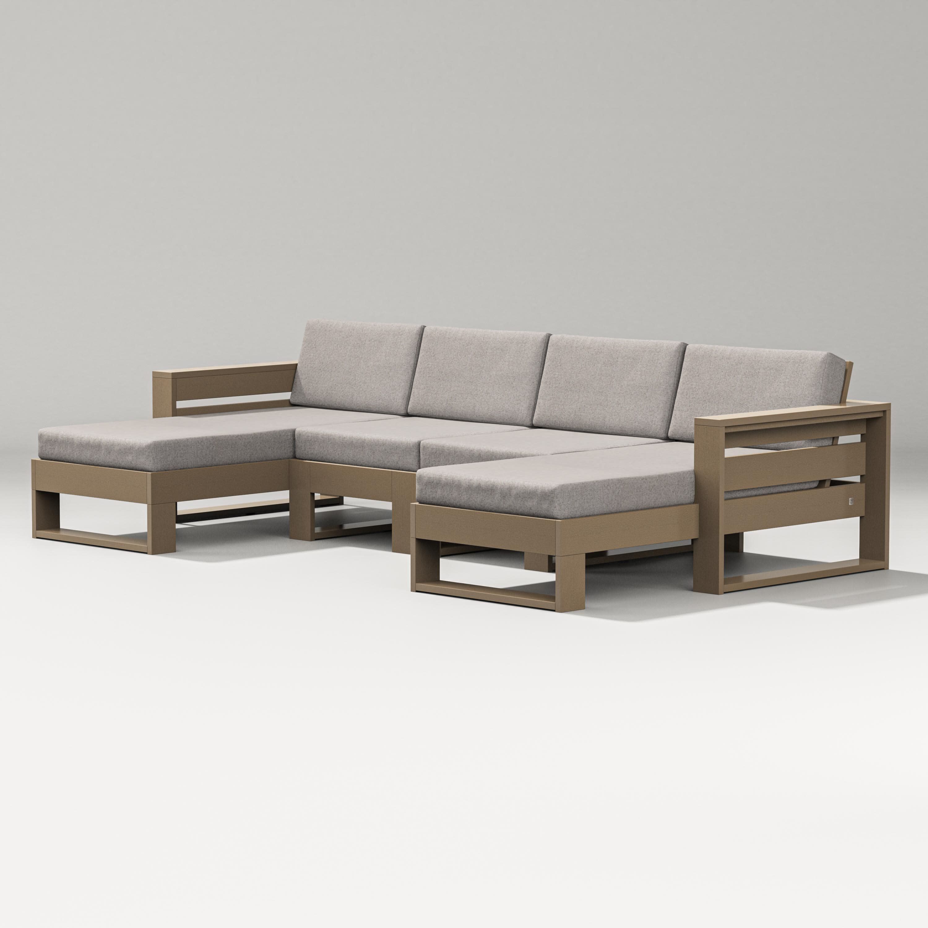 Latitude Double Chaise Sectional in Vintage Sahara / Weathered Tweed