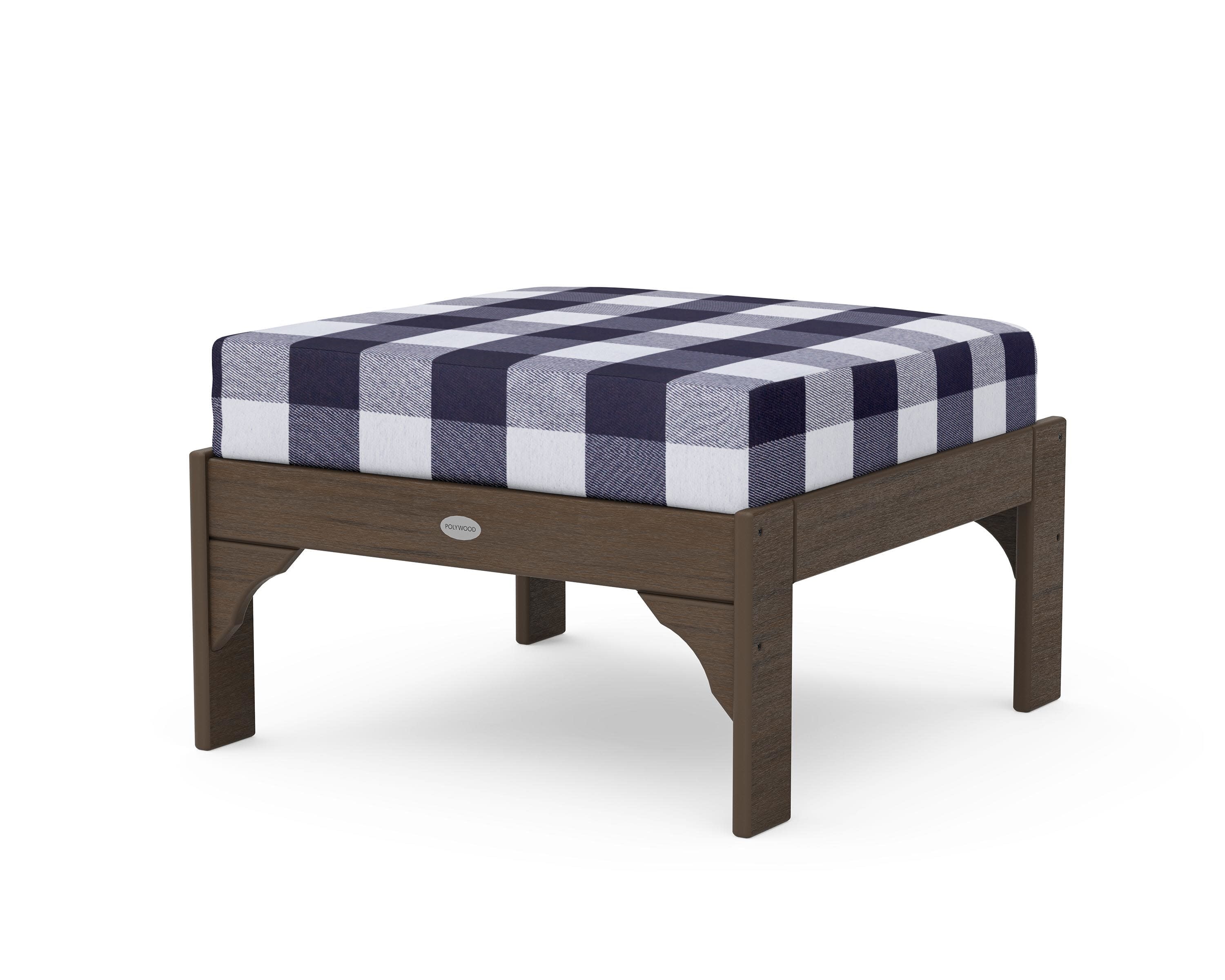 Vineyard Deep Seating Ottoman in Kona / Buffalo Plaid Navy