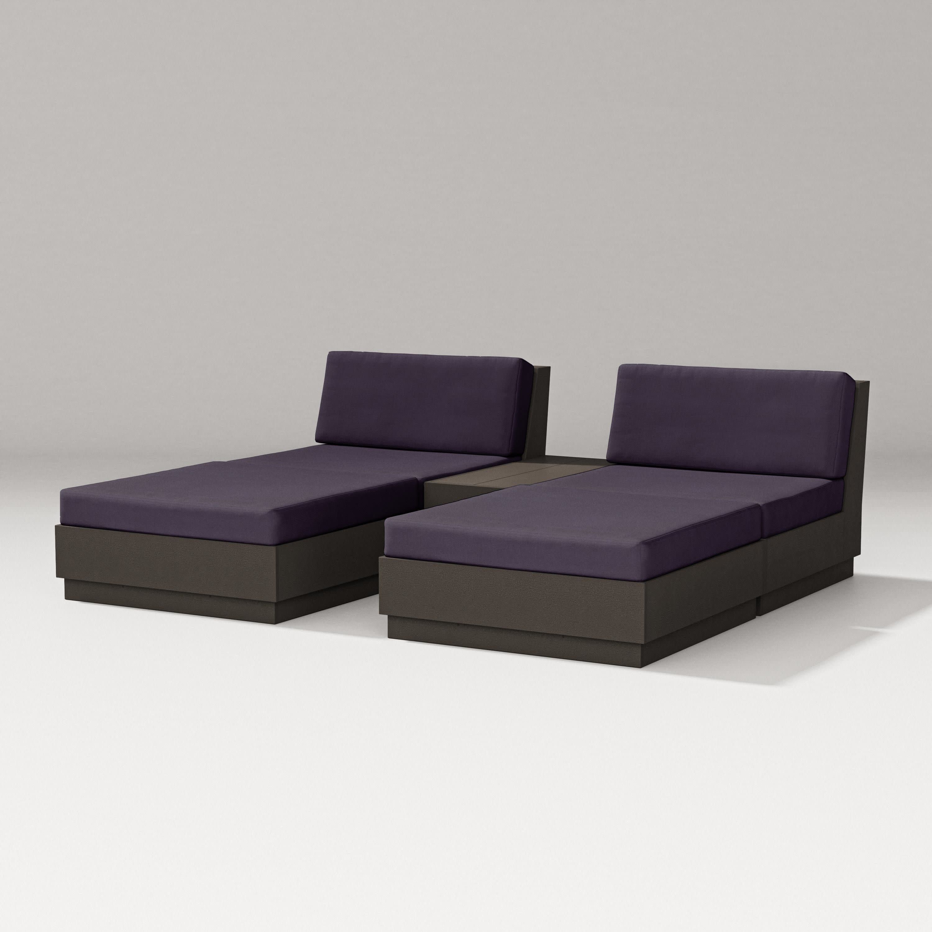 Elevate Double Chaise Set in Vintage Coffee / Navy Linen