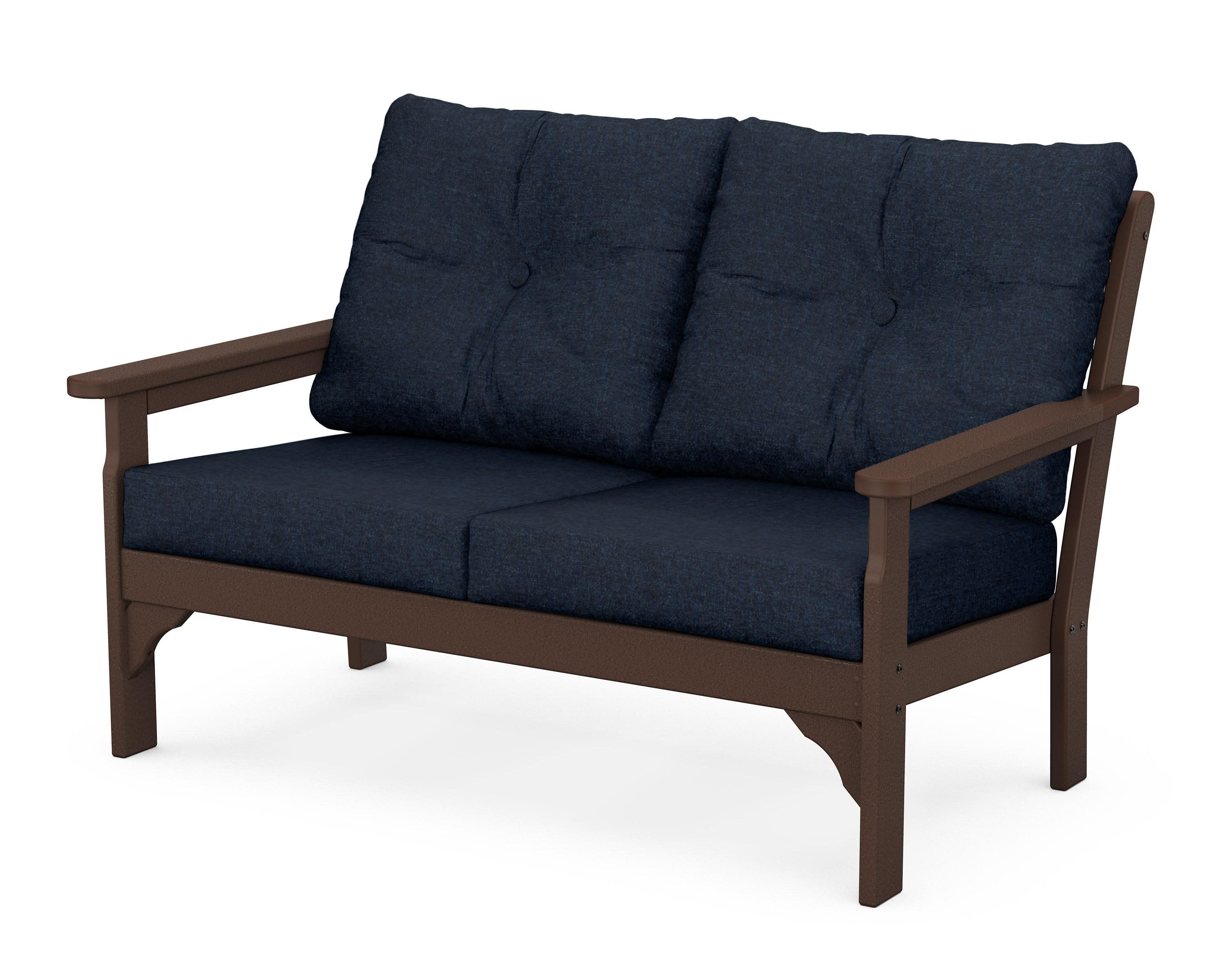 Vineyard Deep Seating Loveseat in Mahogany / Marine Indigo