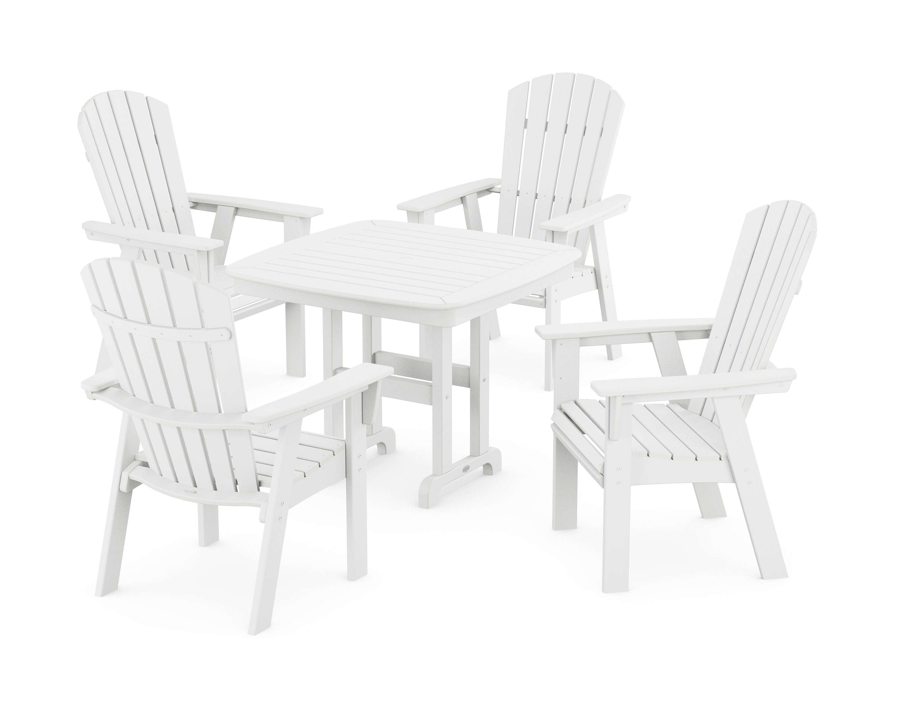 Nautical Curveback Adirondack 5-Piece Dining Set in White