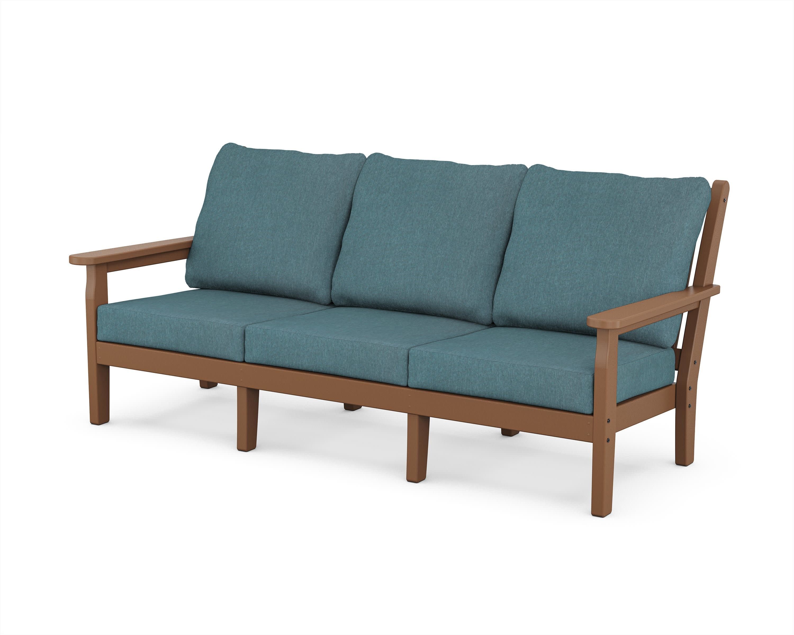 Chippendale Deep Seating Sofa in Teak / Ocean Teal