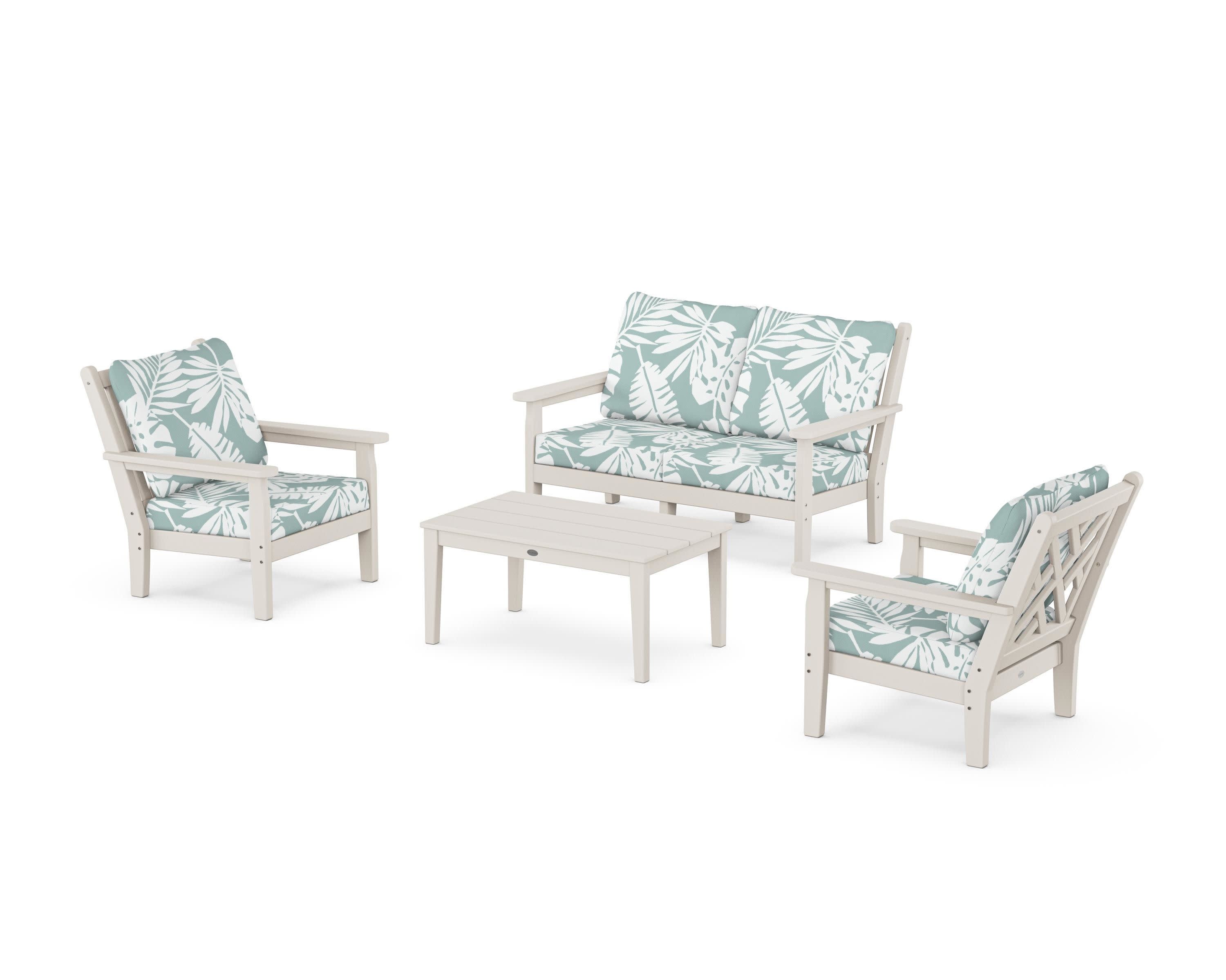 Chippendale 4-Piece Deep Seating Set with Loveseat in Sand / Leaf Glacier Spa
