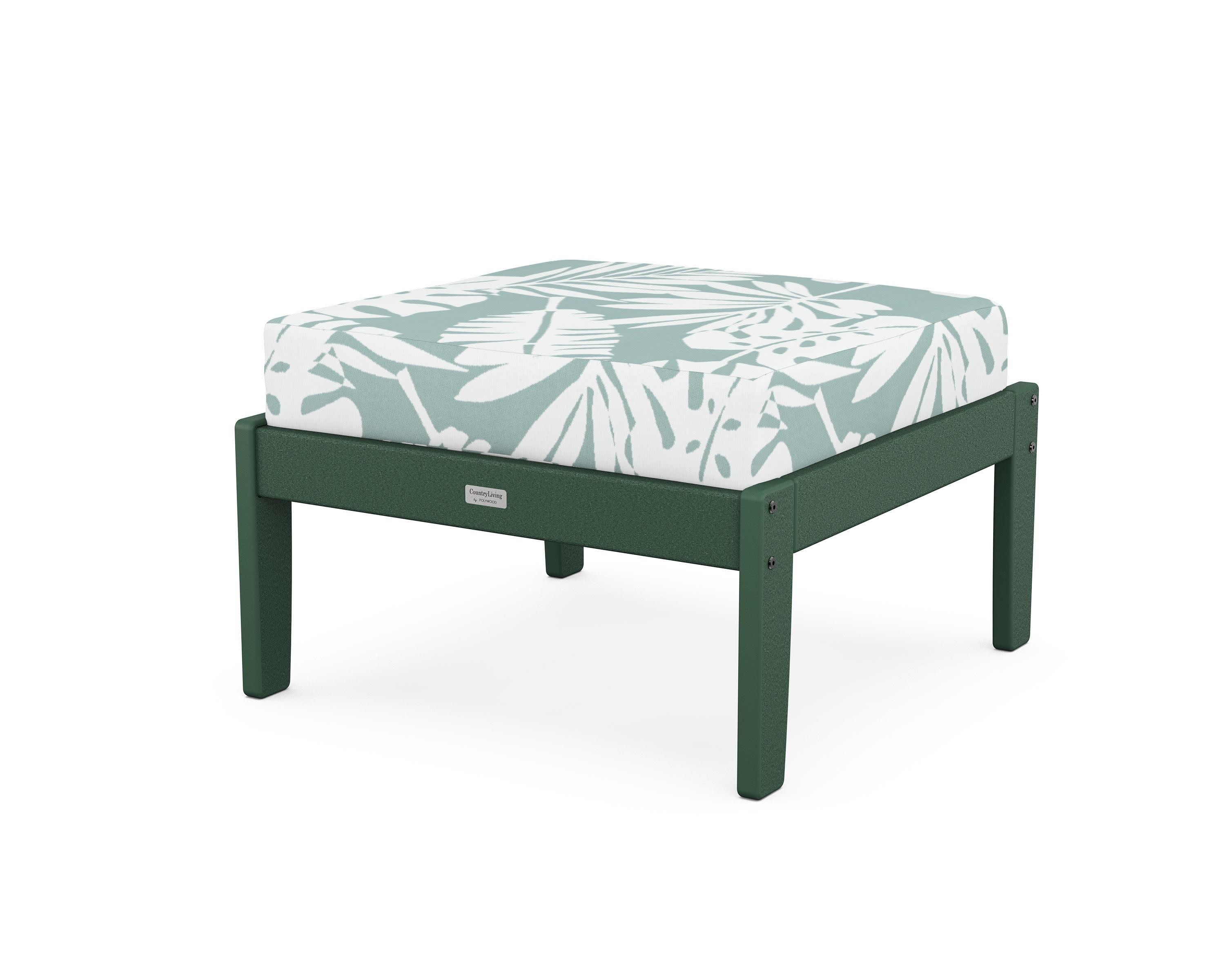 Cottage Deep Seating Ottoman in Green / Leaf Glacier Spa