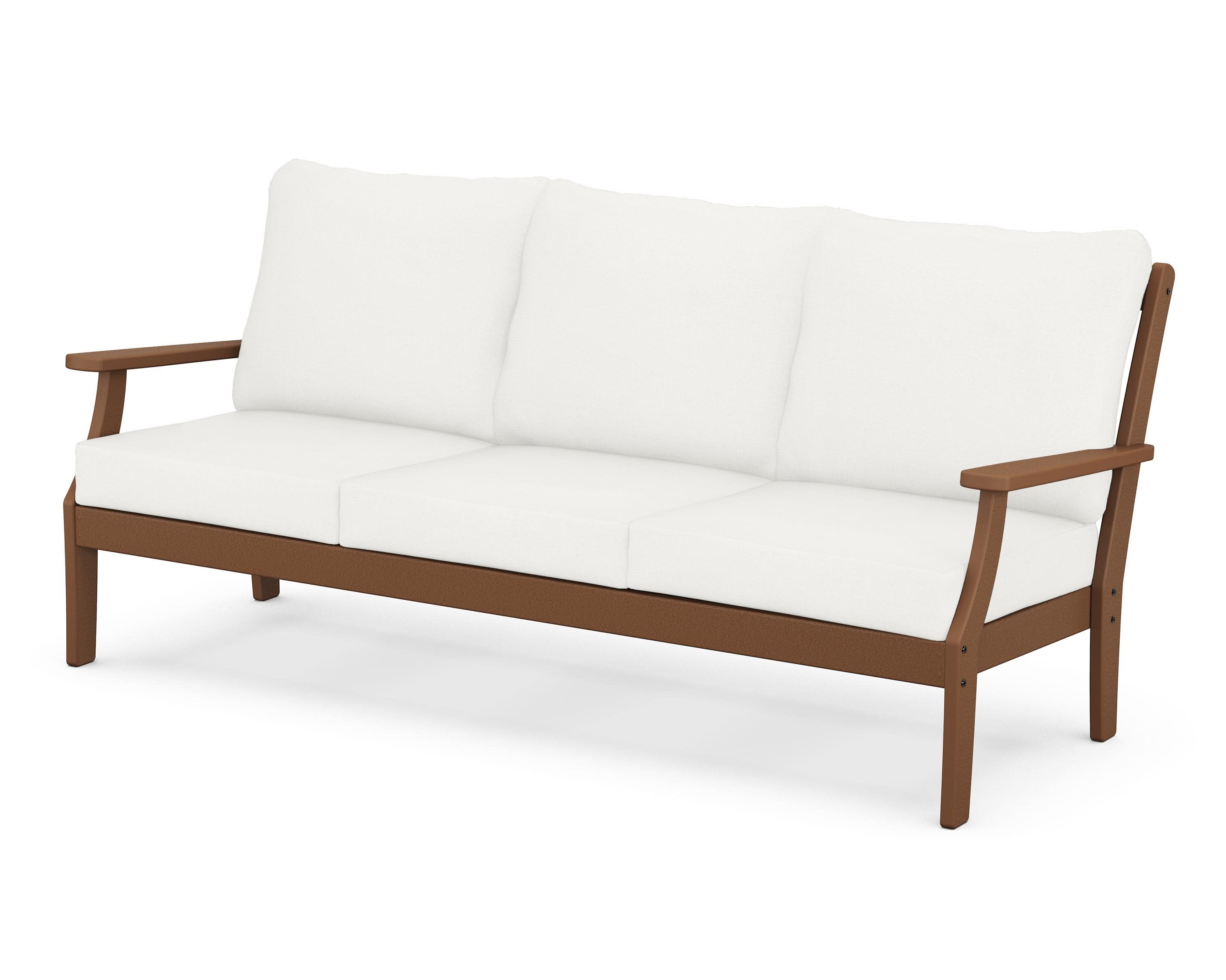 Braxton Deep Seating Sofa in Teak / Natural Linen