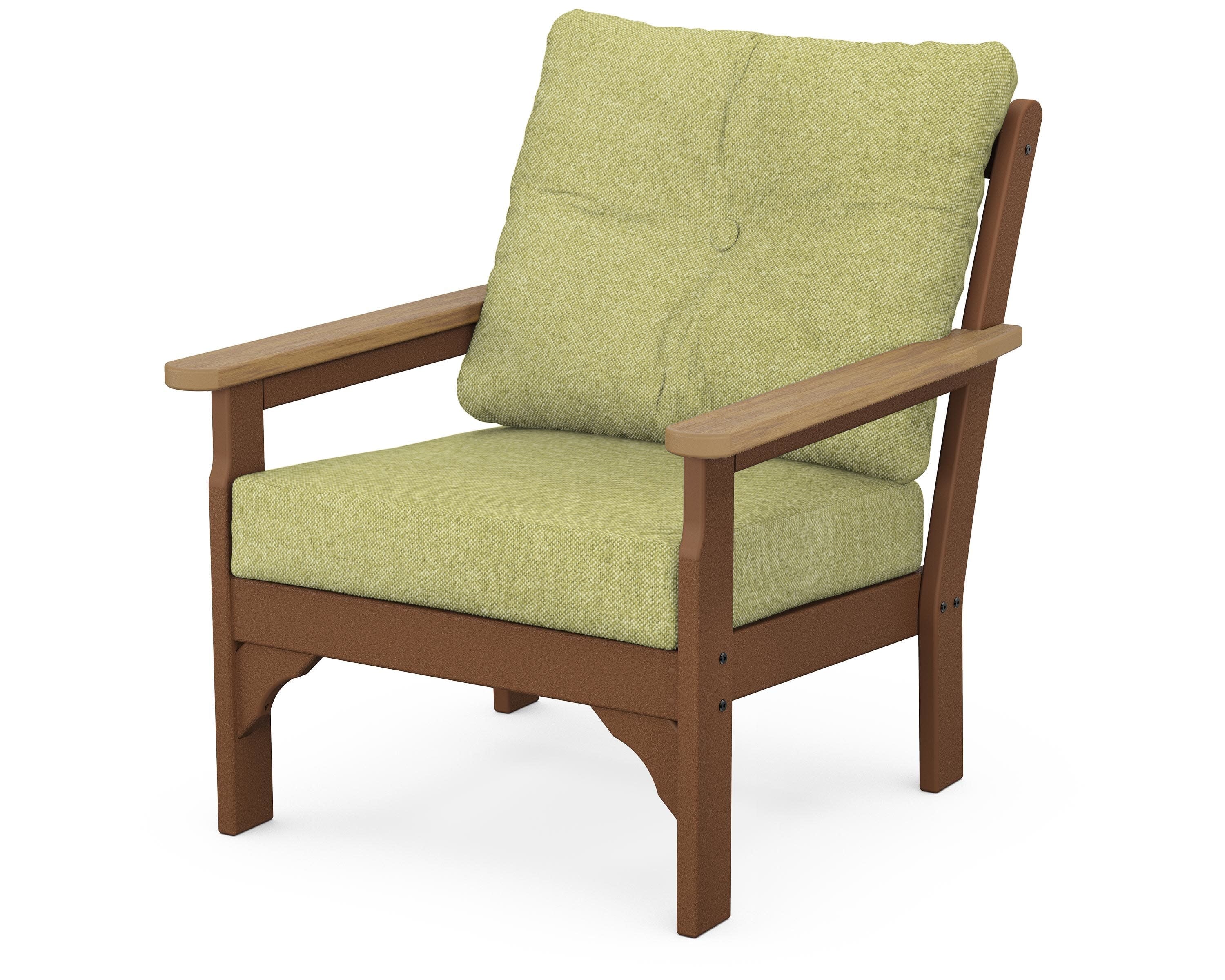 Vineyard Deep Seating Chair in Teak / Natural / Chartreuse Boucle
