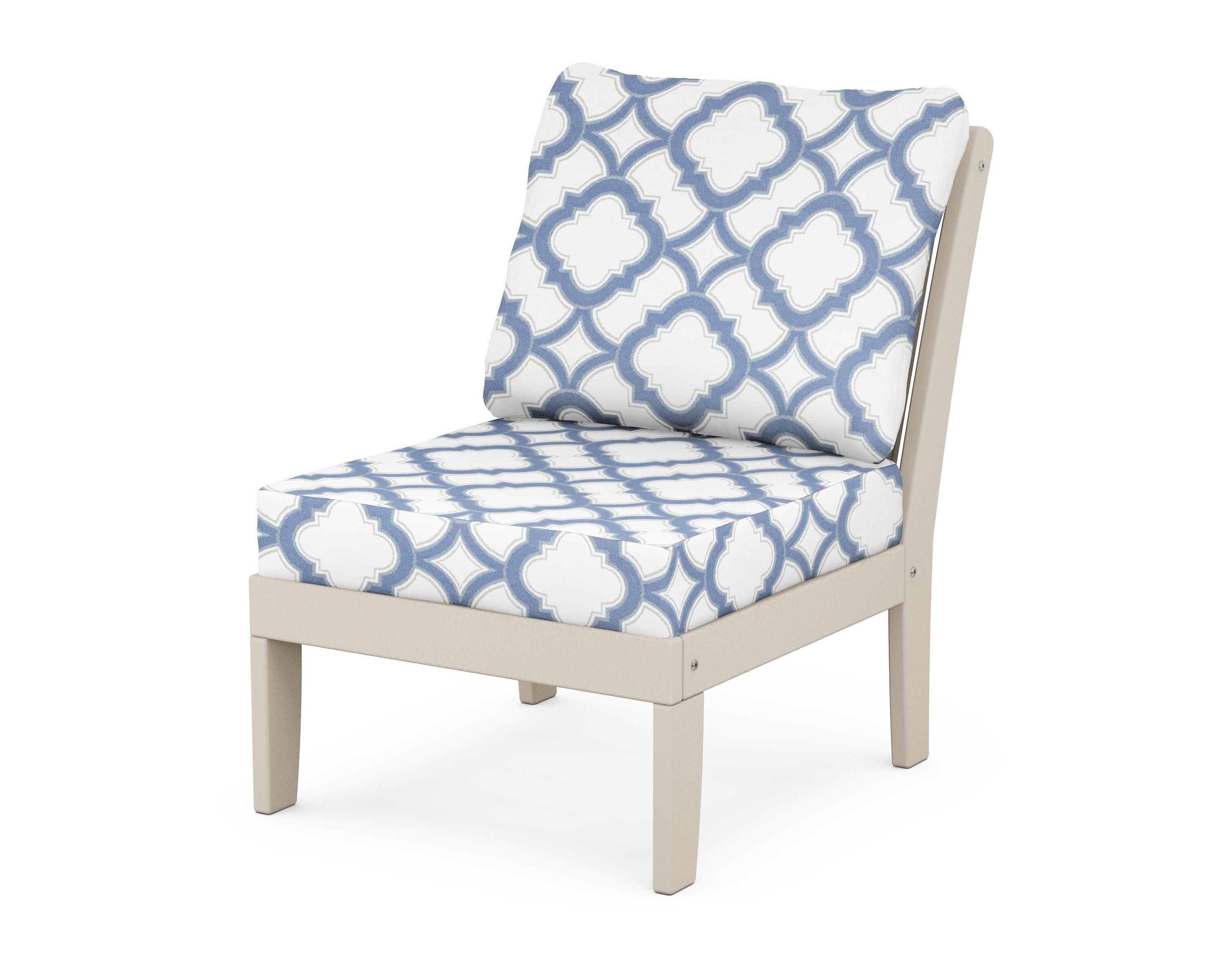 Braxton Modular Armless Chair in Sand / Trellis Sky Blue