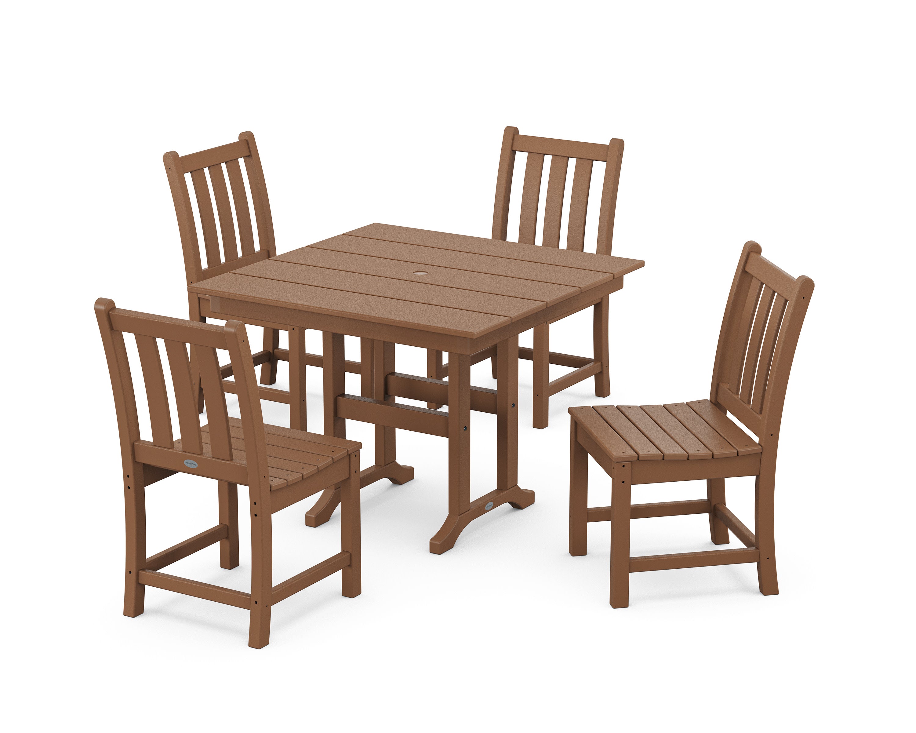 Traditional Garden Side Chair 5-Piece Farmhouse Dining Set in Teak