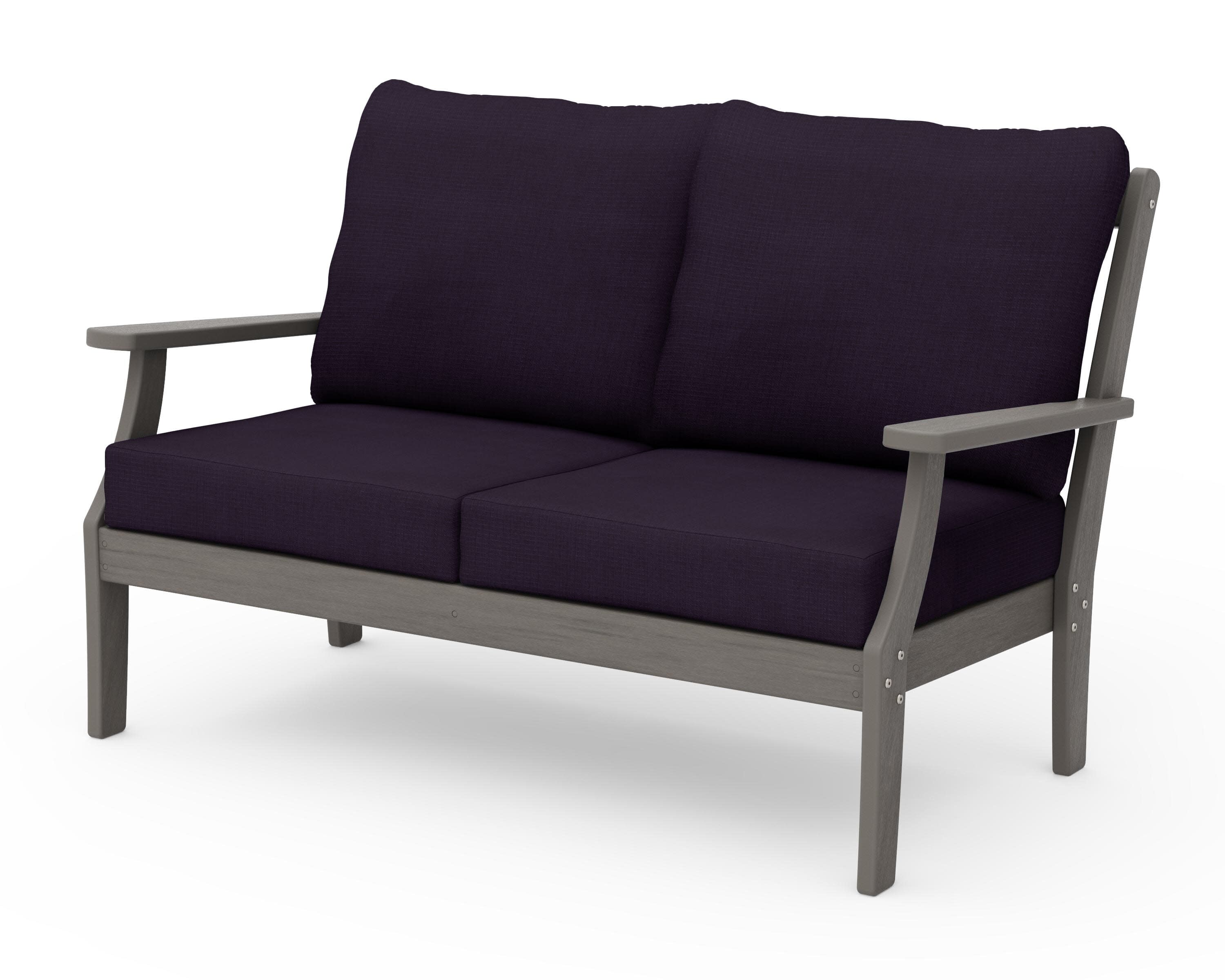Braxton Deep Seating Loveseat in Driftwood / Navy Linen