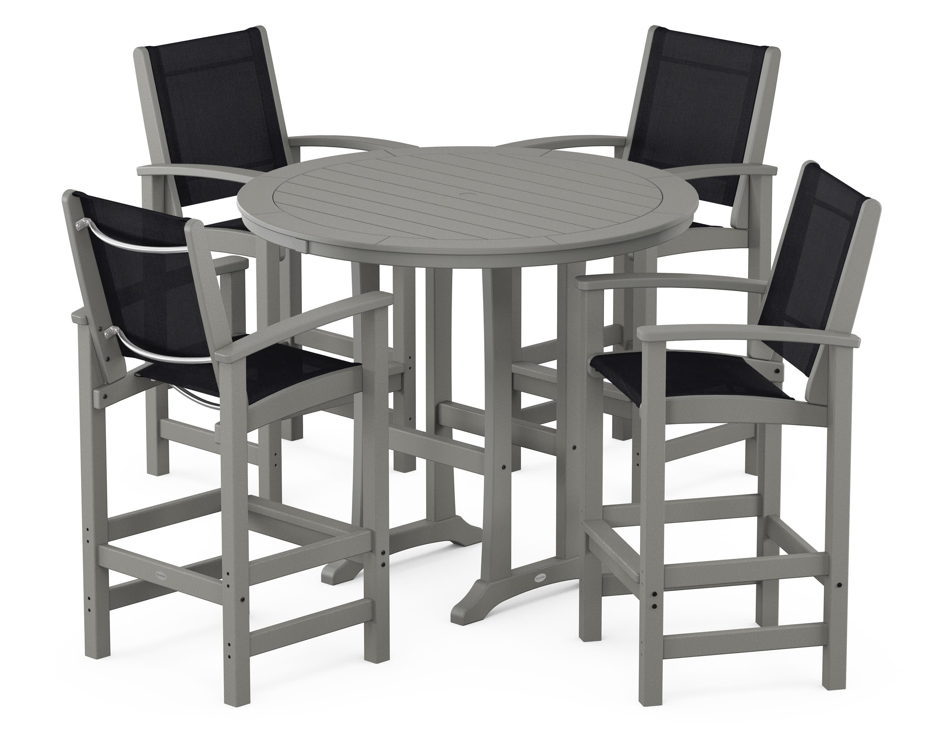 Coastal 5-Piece Nautical Trestle Bar Set in Slate Grey / Black Sling