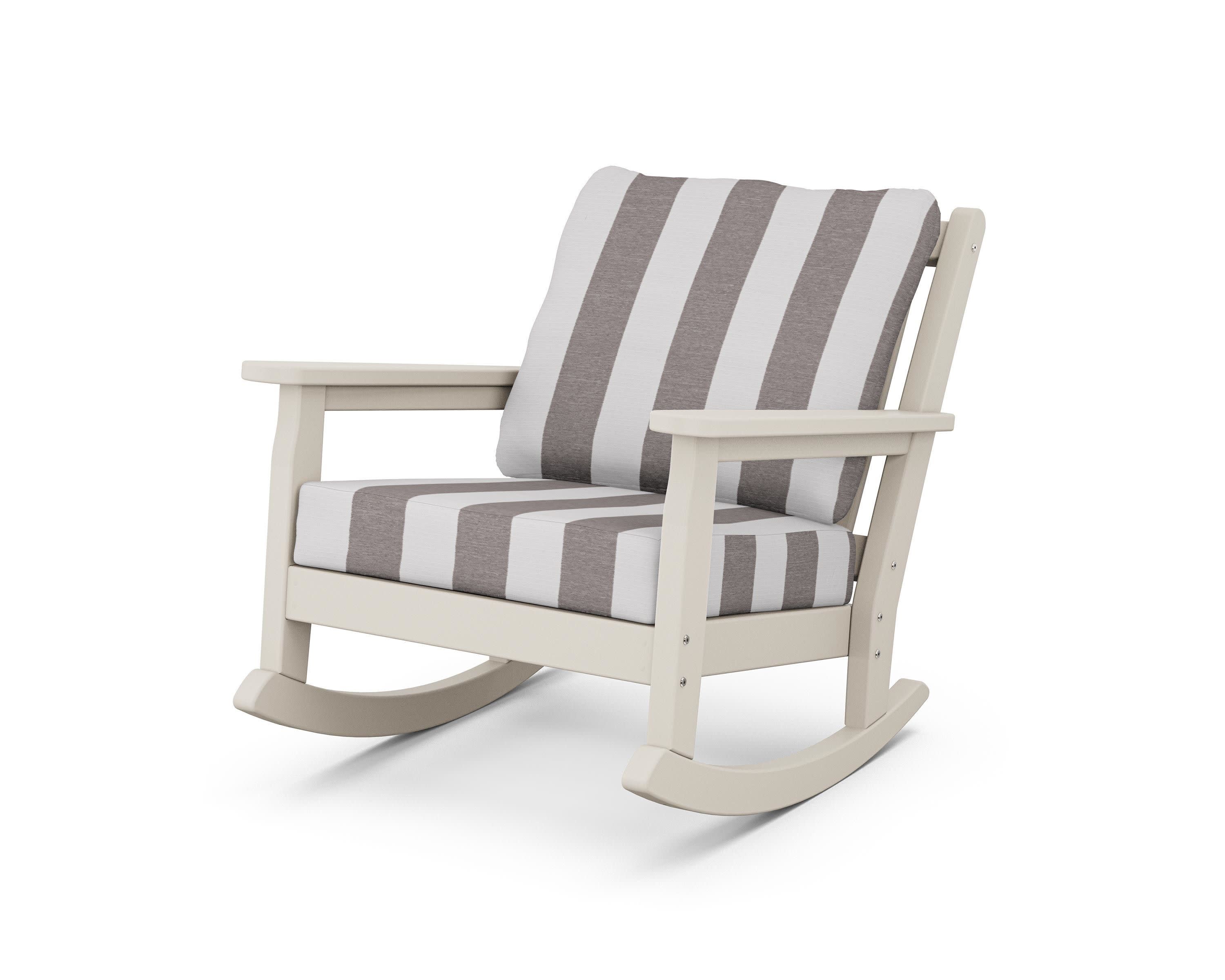 Chippendale Deep Seating Rocking Chair in Sand / Cabana Stripe Grey Mist