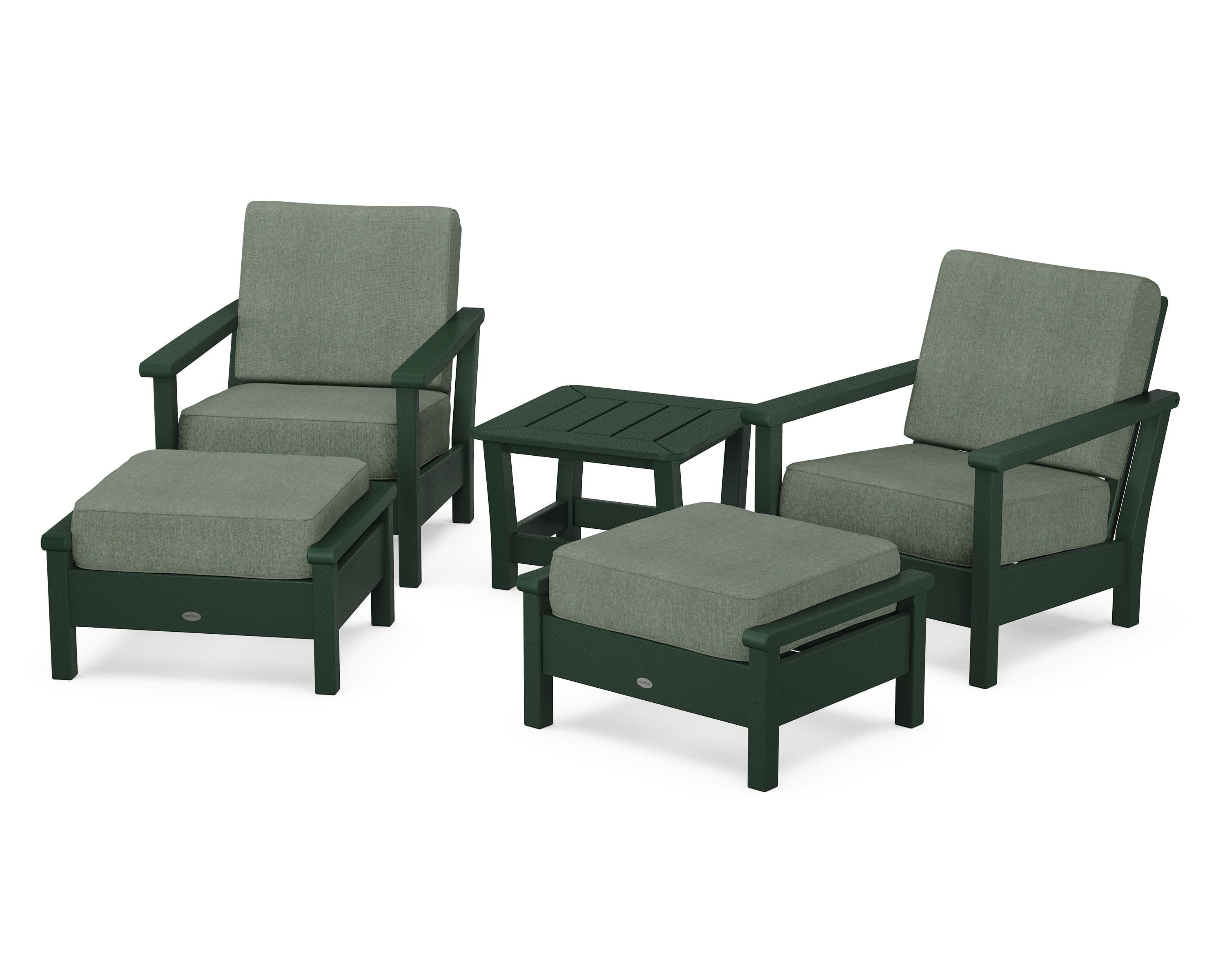 Harbour 5-Piece Deep Seating Chair Set in Green / Cast Sage
