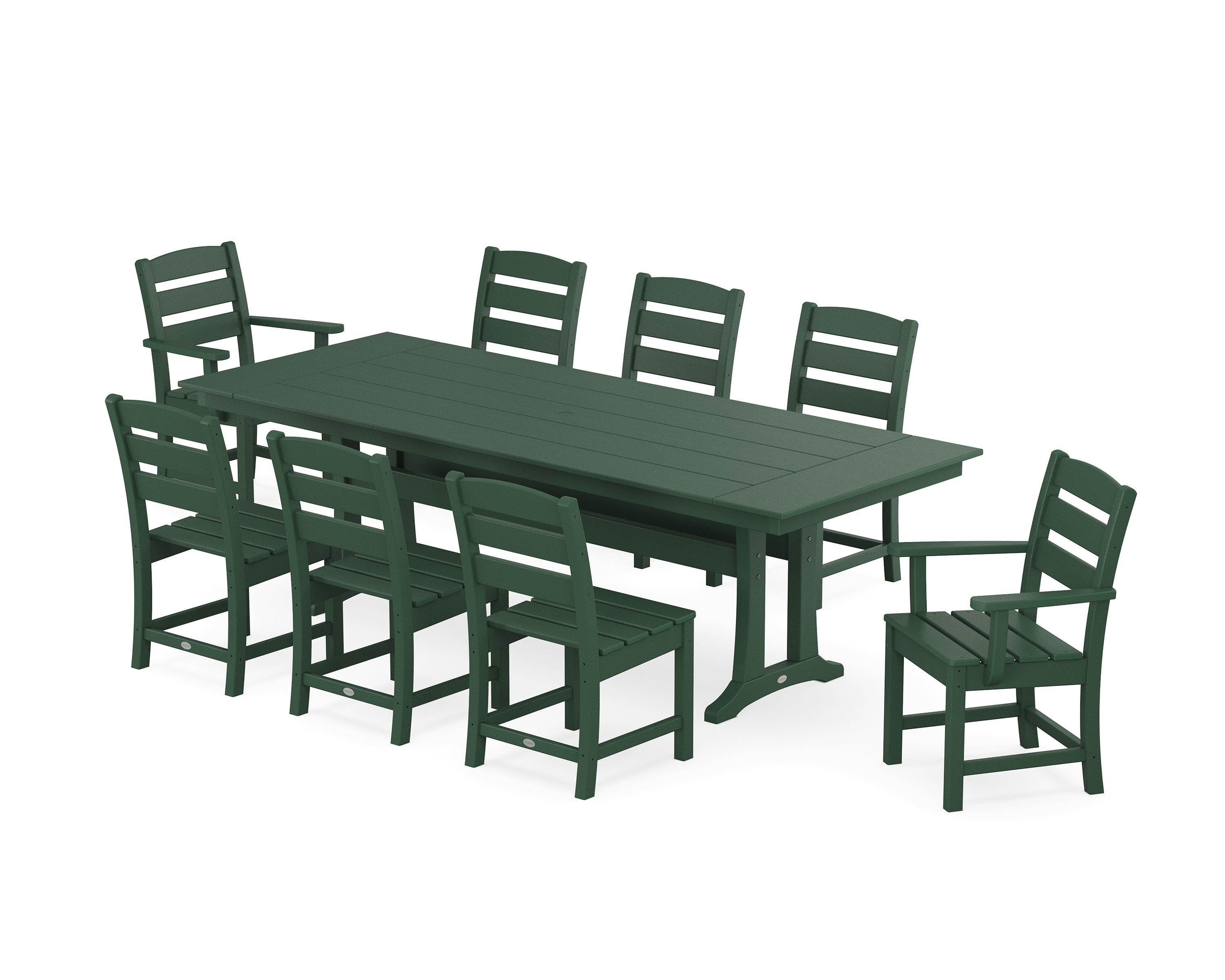 Lakeside 9-Piece Farmhouse Dining Set with Trestle Legs in Green
