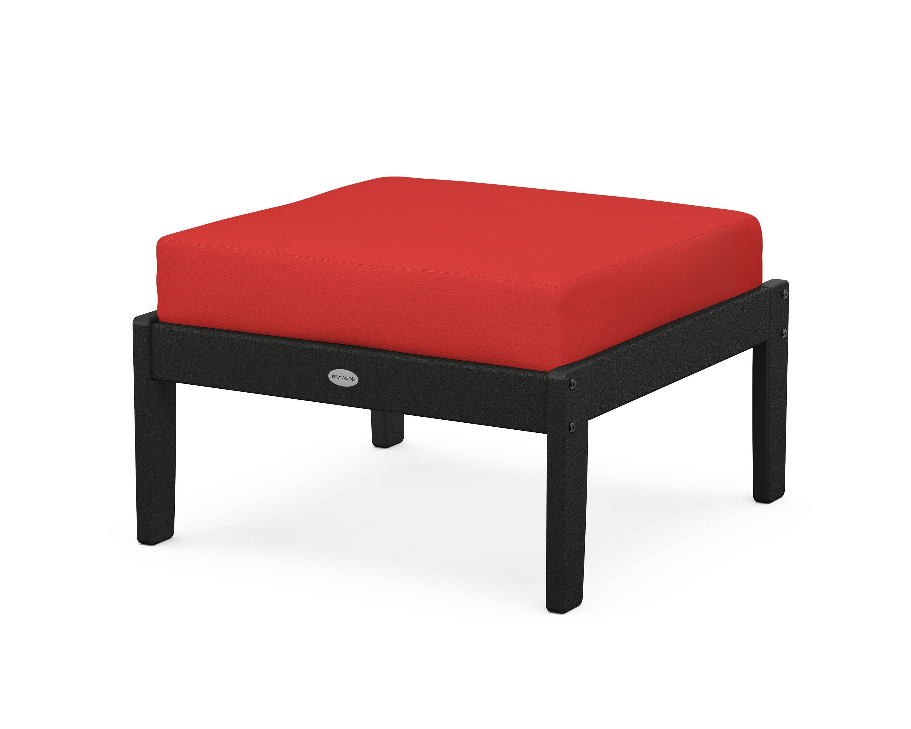 Braxton Deep Seating Ottoman in Black / Crimson Linen