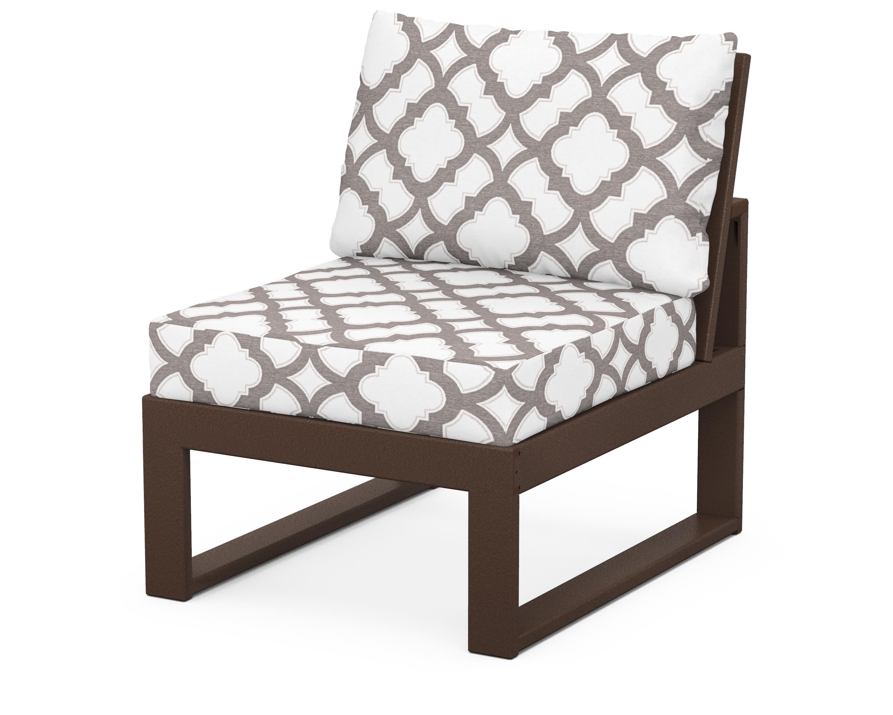 Modular Armless Chair in Mahogany / Trellis Grey Mist