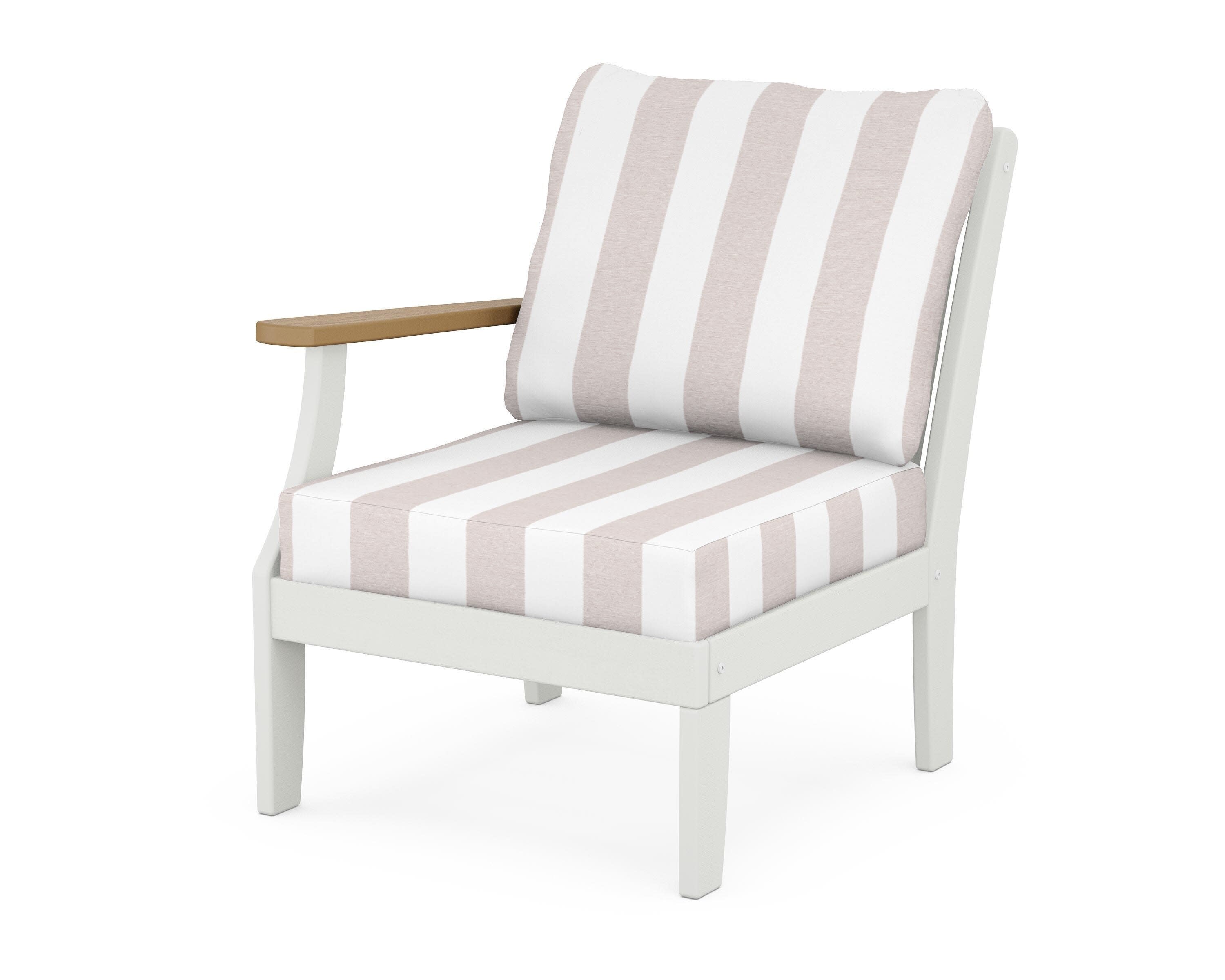 Braxton Modular Left Arm Chair in White / Natural / Cabana Stripe Dune Burlap