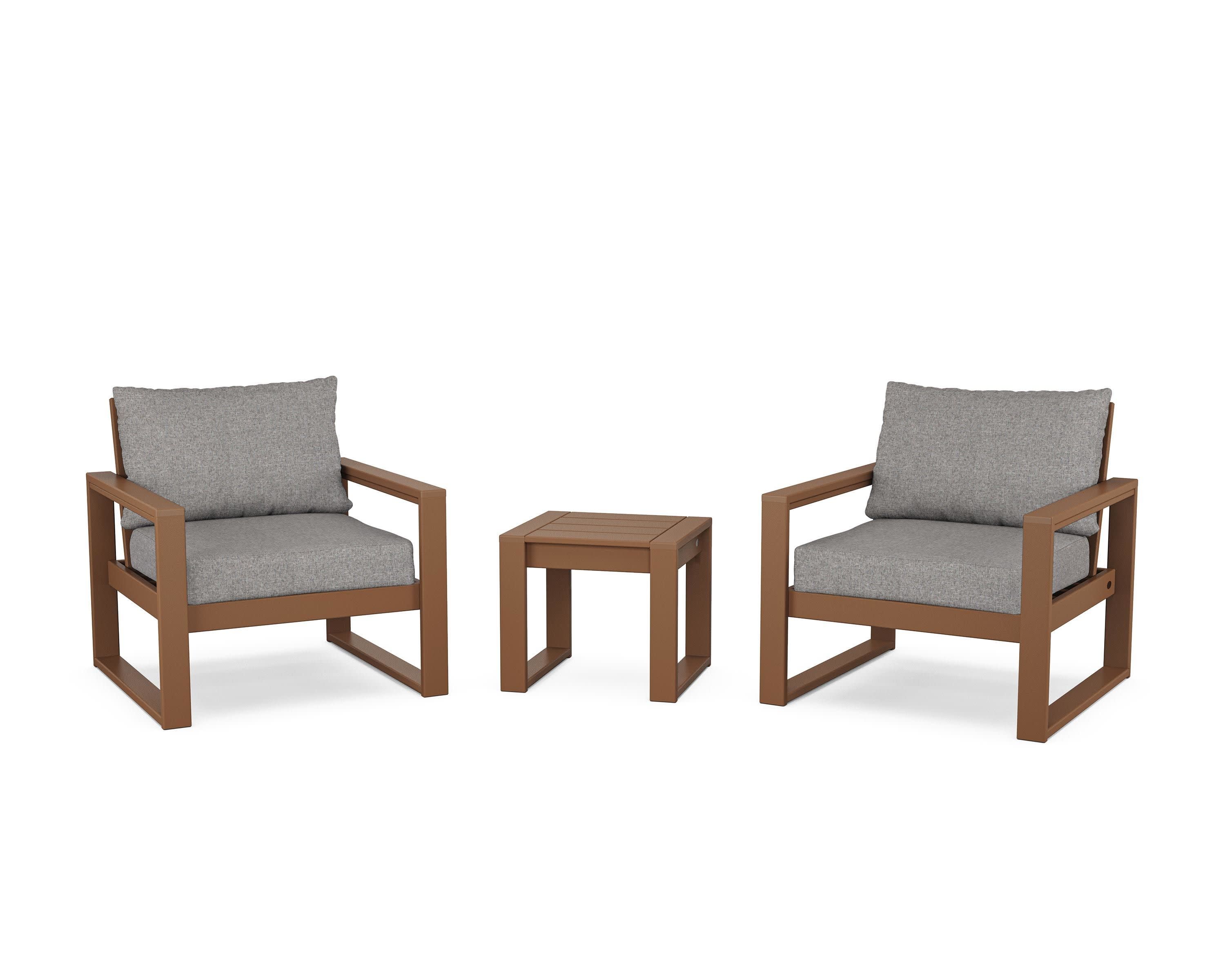 EDGE Sectional 3-Piece Deep Seating Set in Teak / Grey Mist