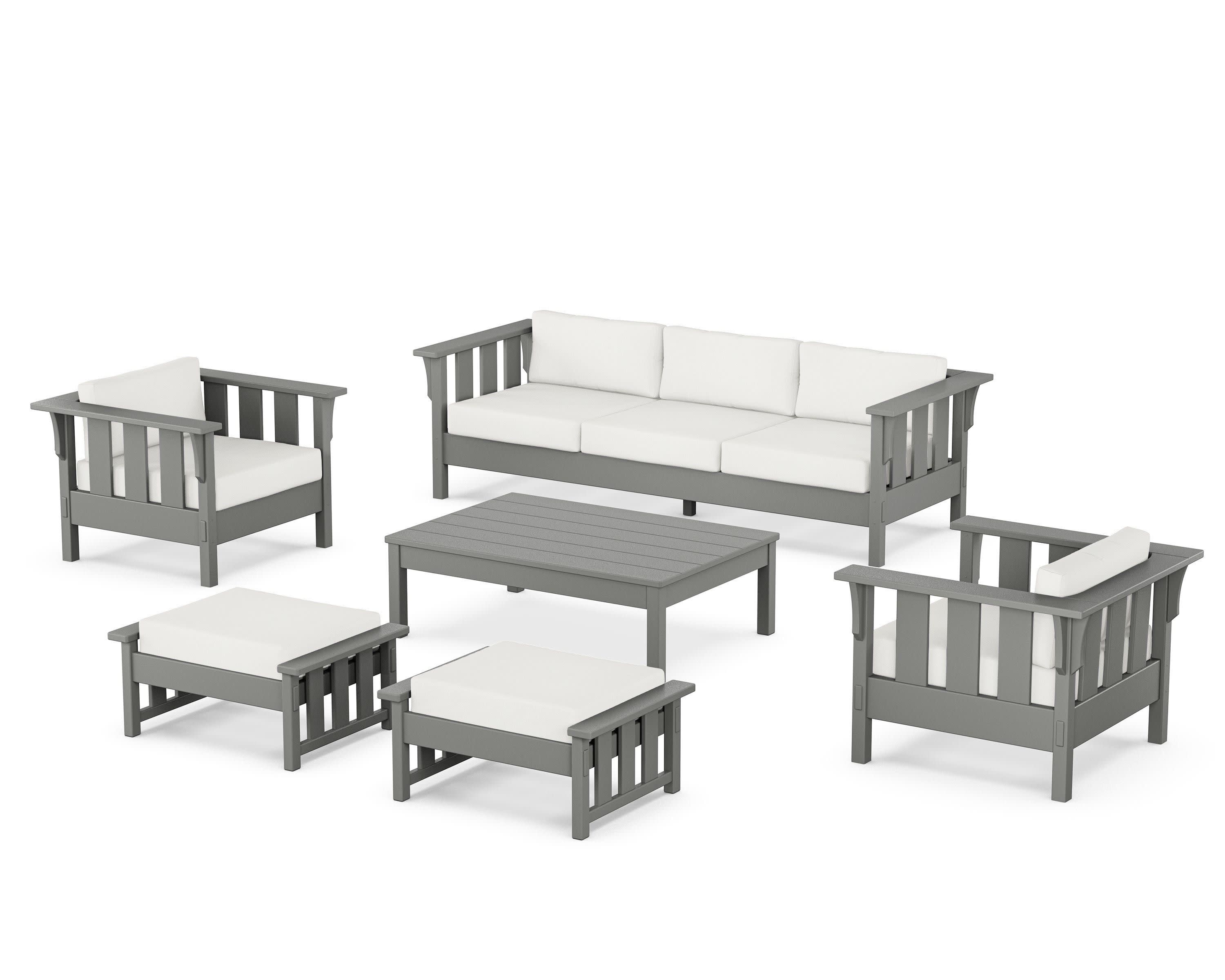 Acadia 6-Piece Lounge Sofa Set in Slate Grey / Natural Linen