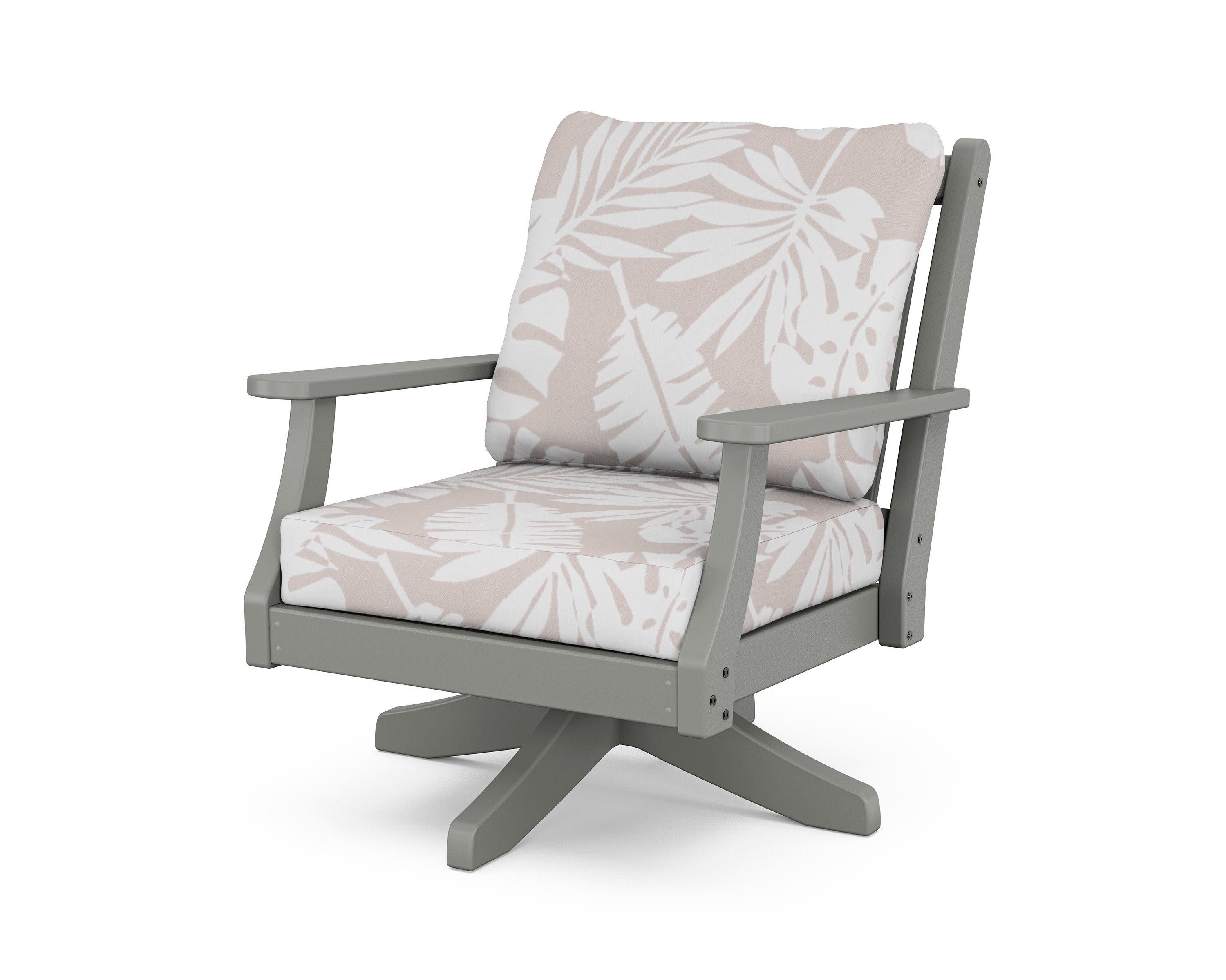 Wovendale Deep Seating Swivel Chair in Slate Grey / Leaf Dune Burlap