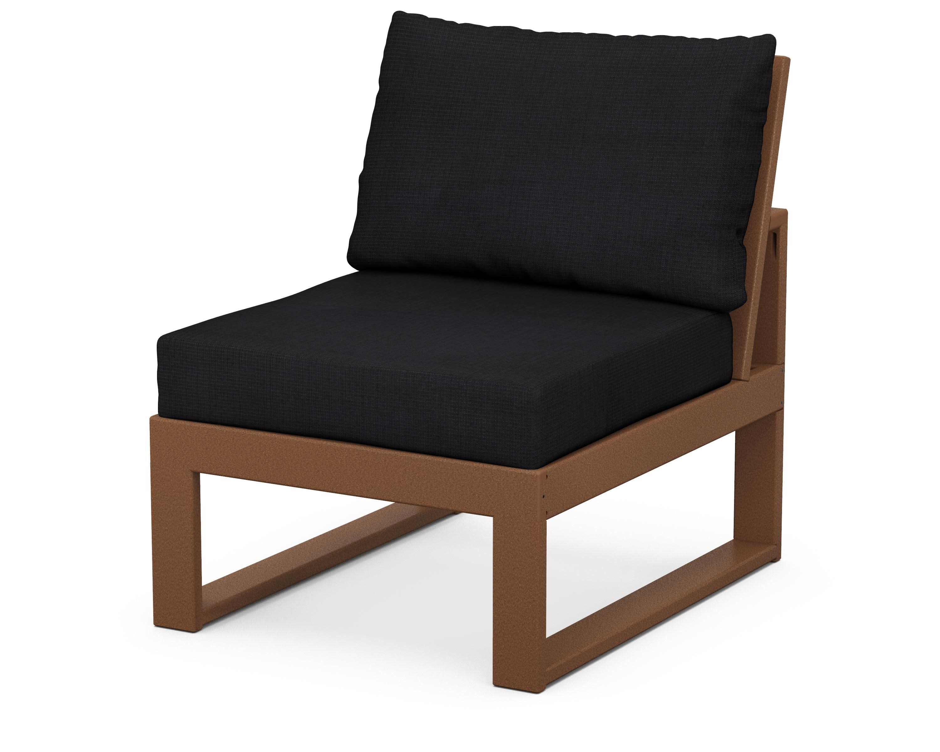 Modular Armless Chair in Teak / Midnight Linen