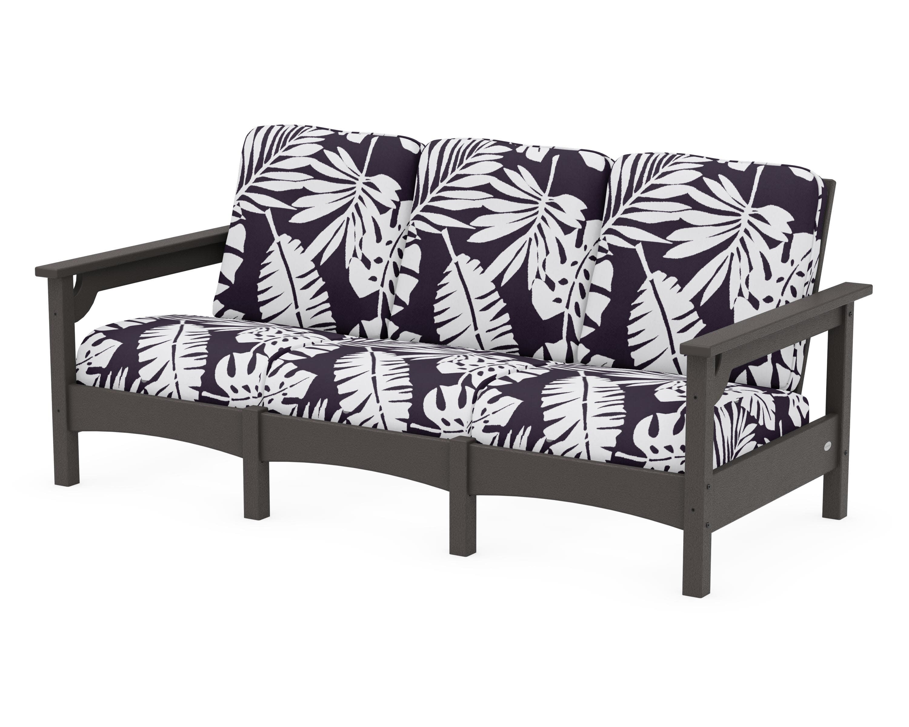 Club Sofa in Vintage Coffee / Leaf Navy