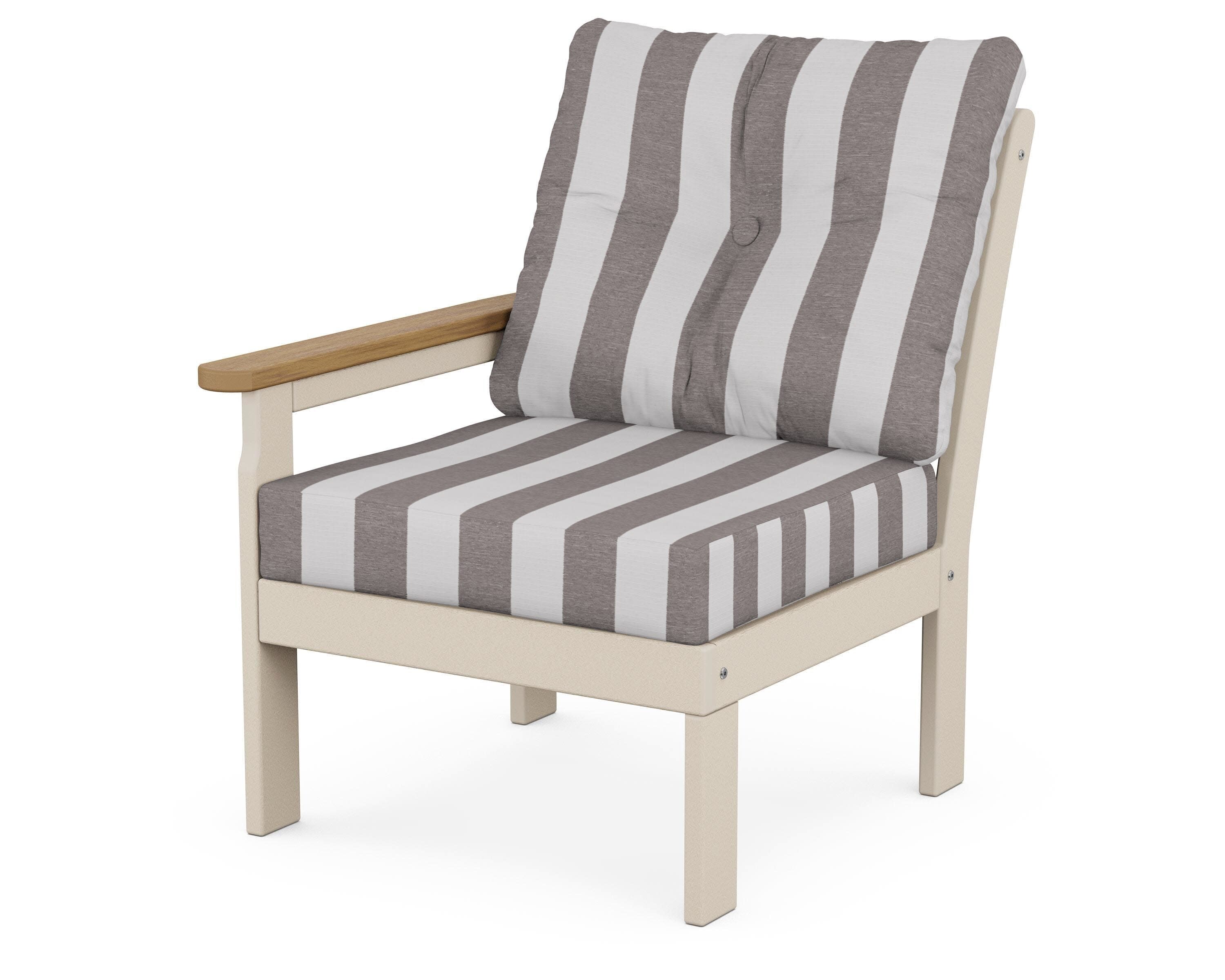 Vineyard Modular Left Arm Chair in Sand / Natural / Cabana Stripe Grey Mist