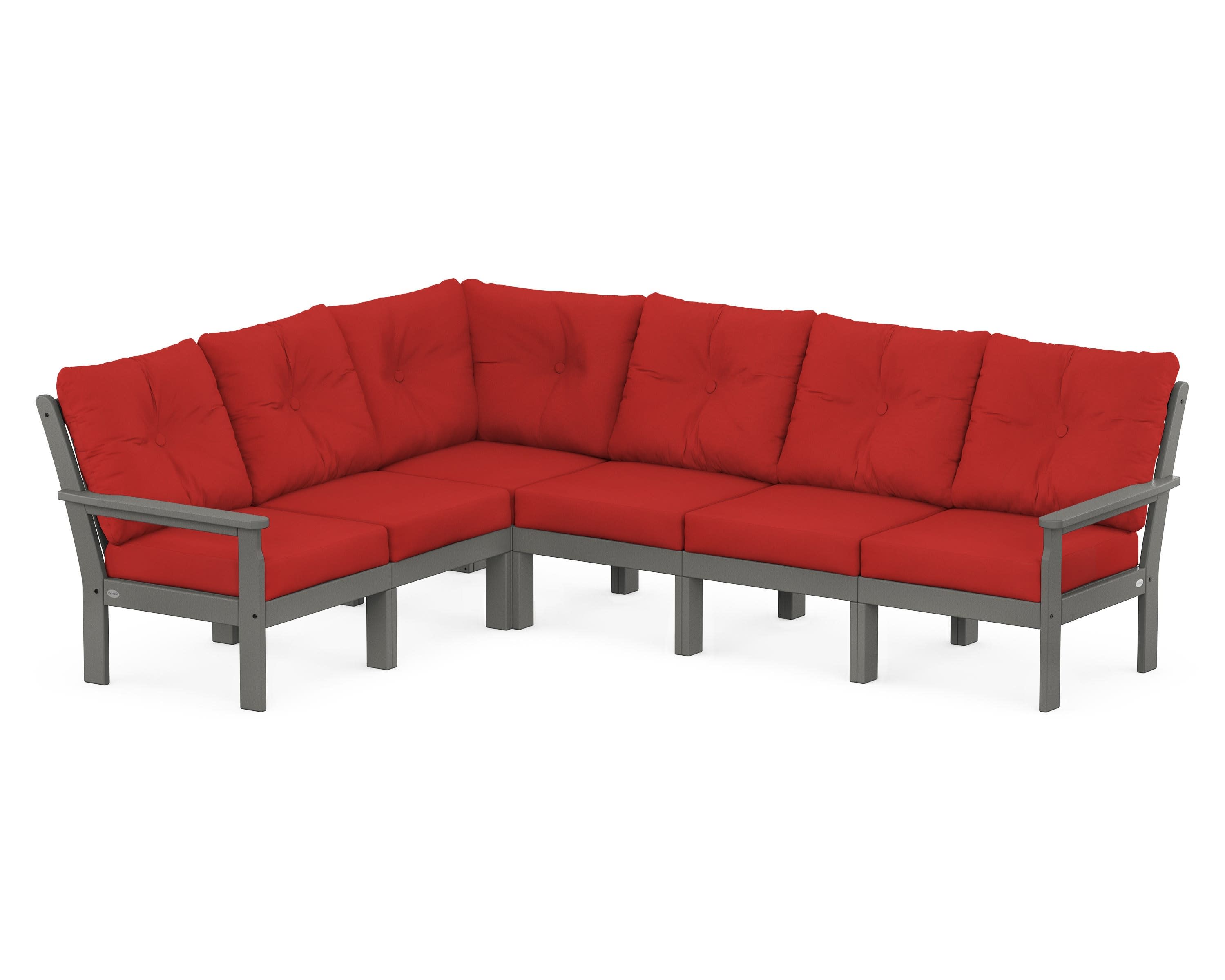 Vineyard 6-Piece Sectional in Slate Grey / Crimson Linen
