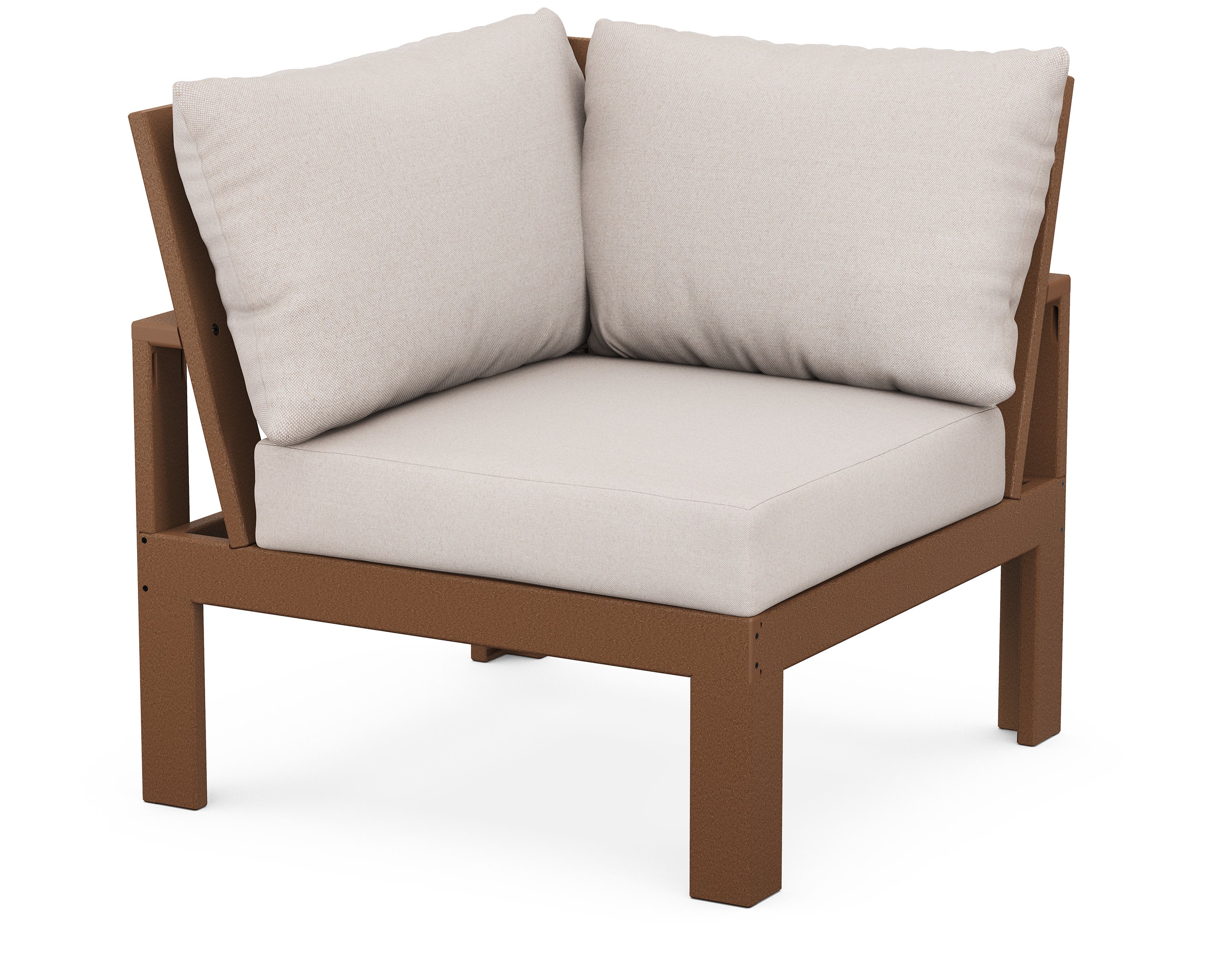 Modular Corner Chair in Teak / Dune Burlap
