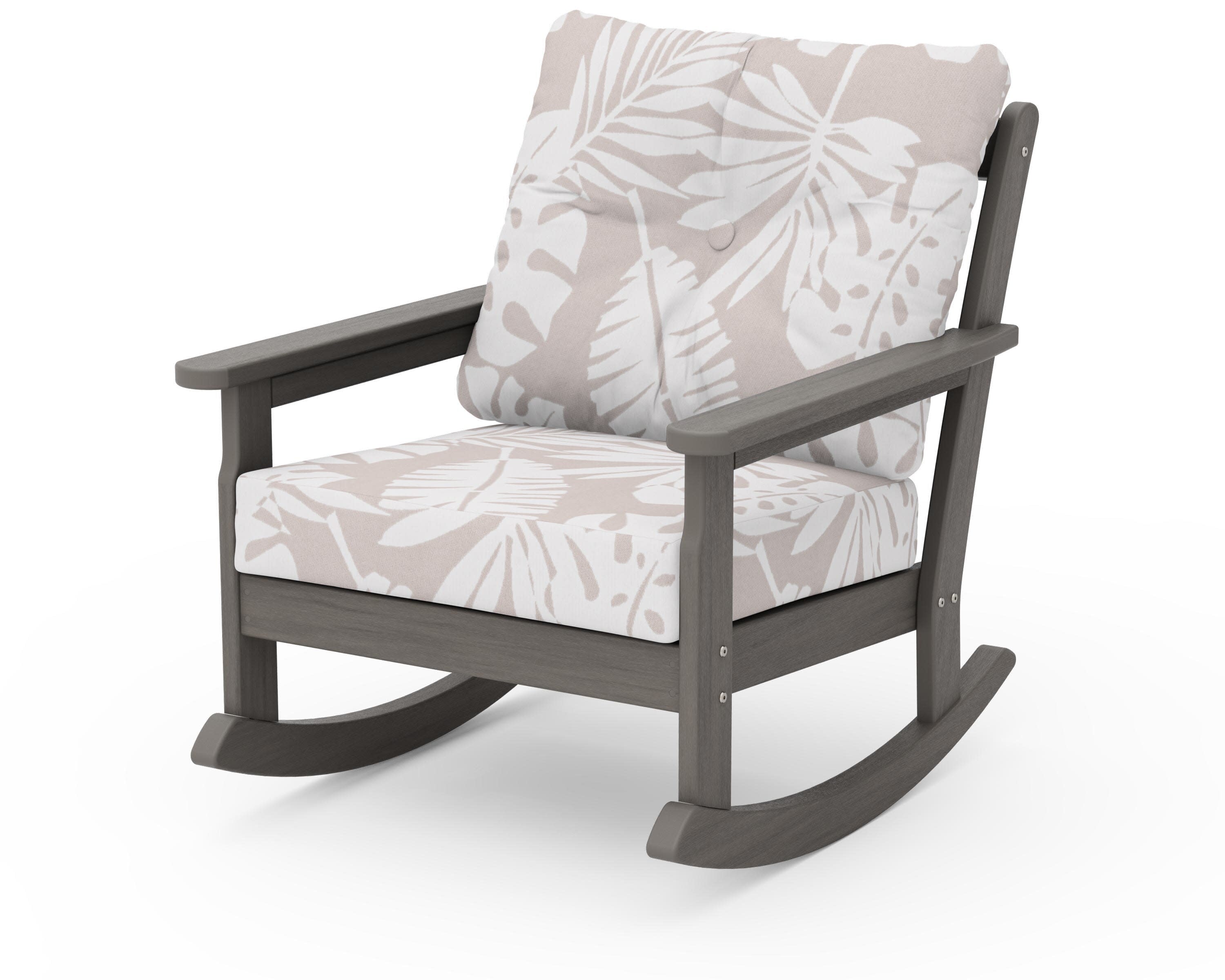 Vineyard Deep Seating Rocking Chair in Driftwood / Leaf Dune Burlap