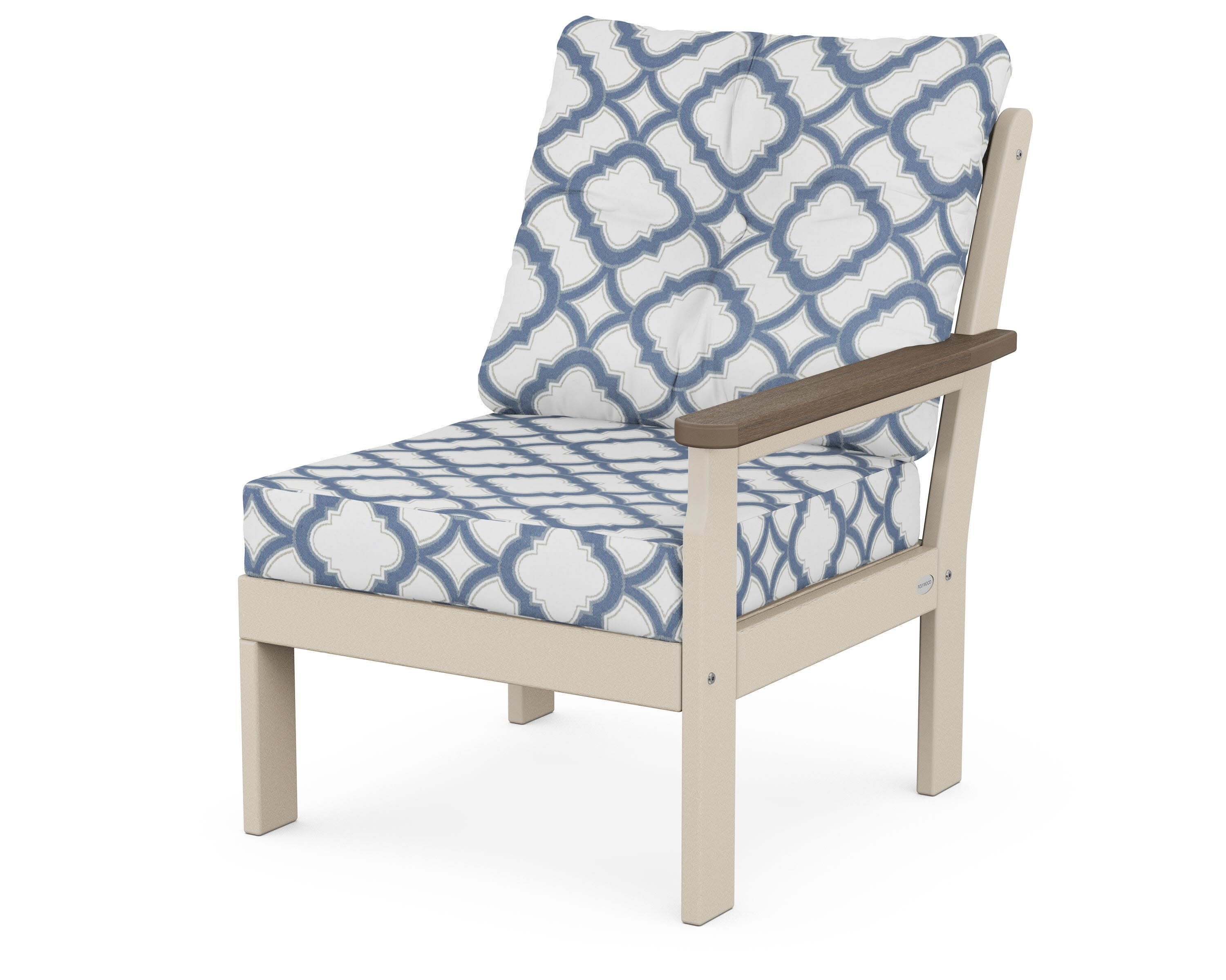 Vineyard Modular Right Arm Chair in Sand / Kona / Trellis Sky Blue