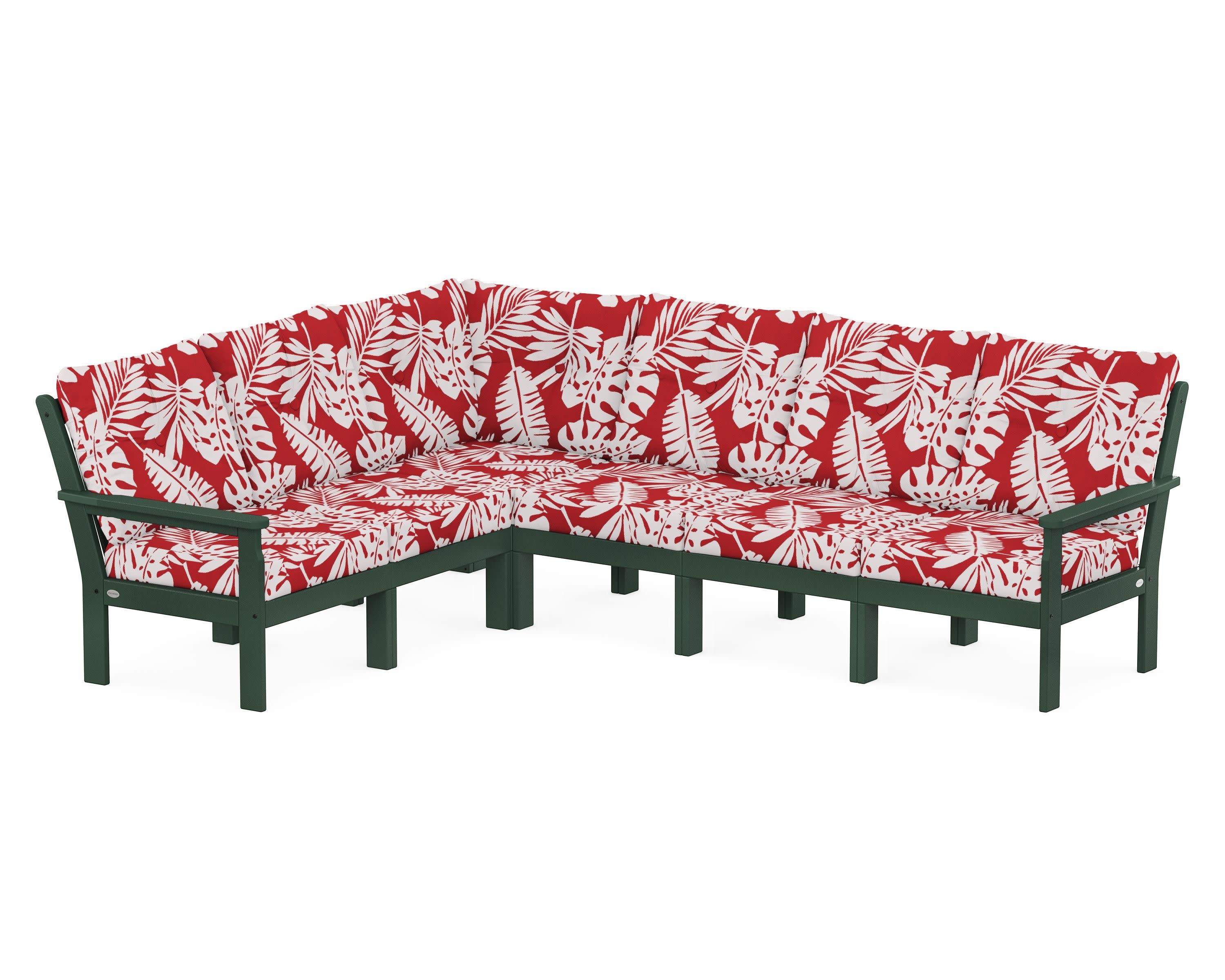 Vineyard 6-Piece Sectional in Green / Leaf Crimson