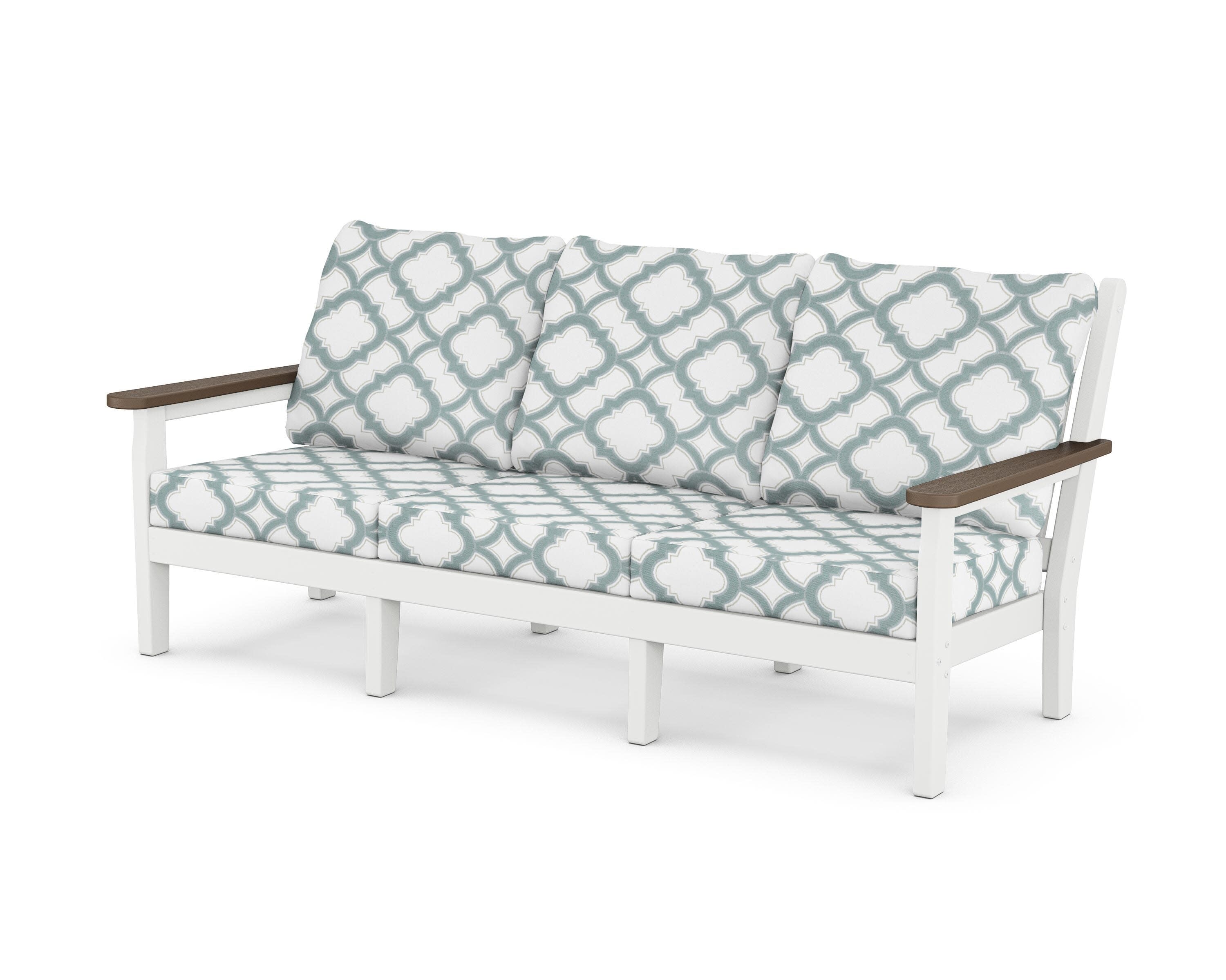 Chippendale Deep Seating Sofa in White / Kona / Trellis Glacier Spa