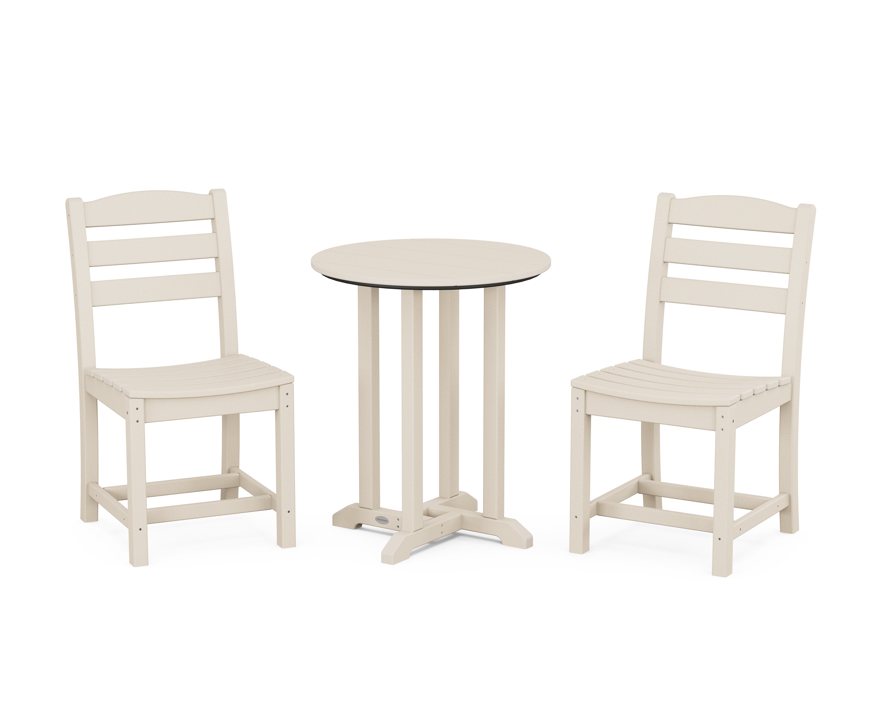 La Casa Caf Side Chair 3-Piece Round Bistro Dining Set in Sand