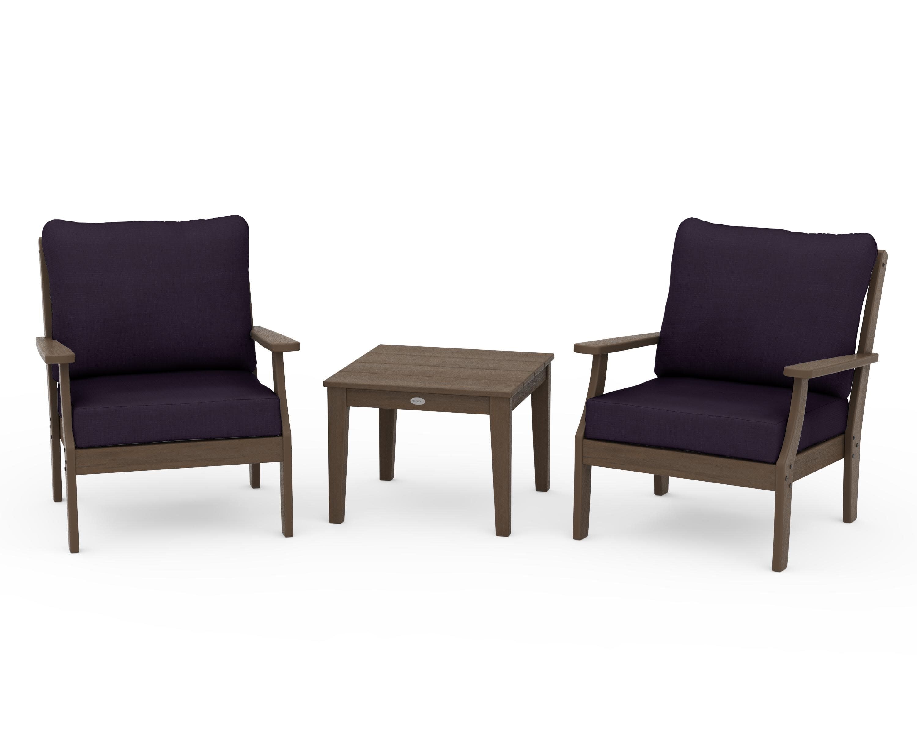 Braxton 3-Piece Deep Seating Set in Kona / Navy Linen