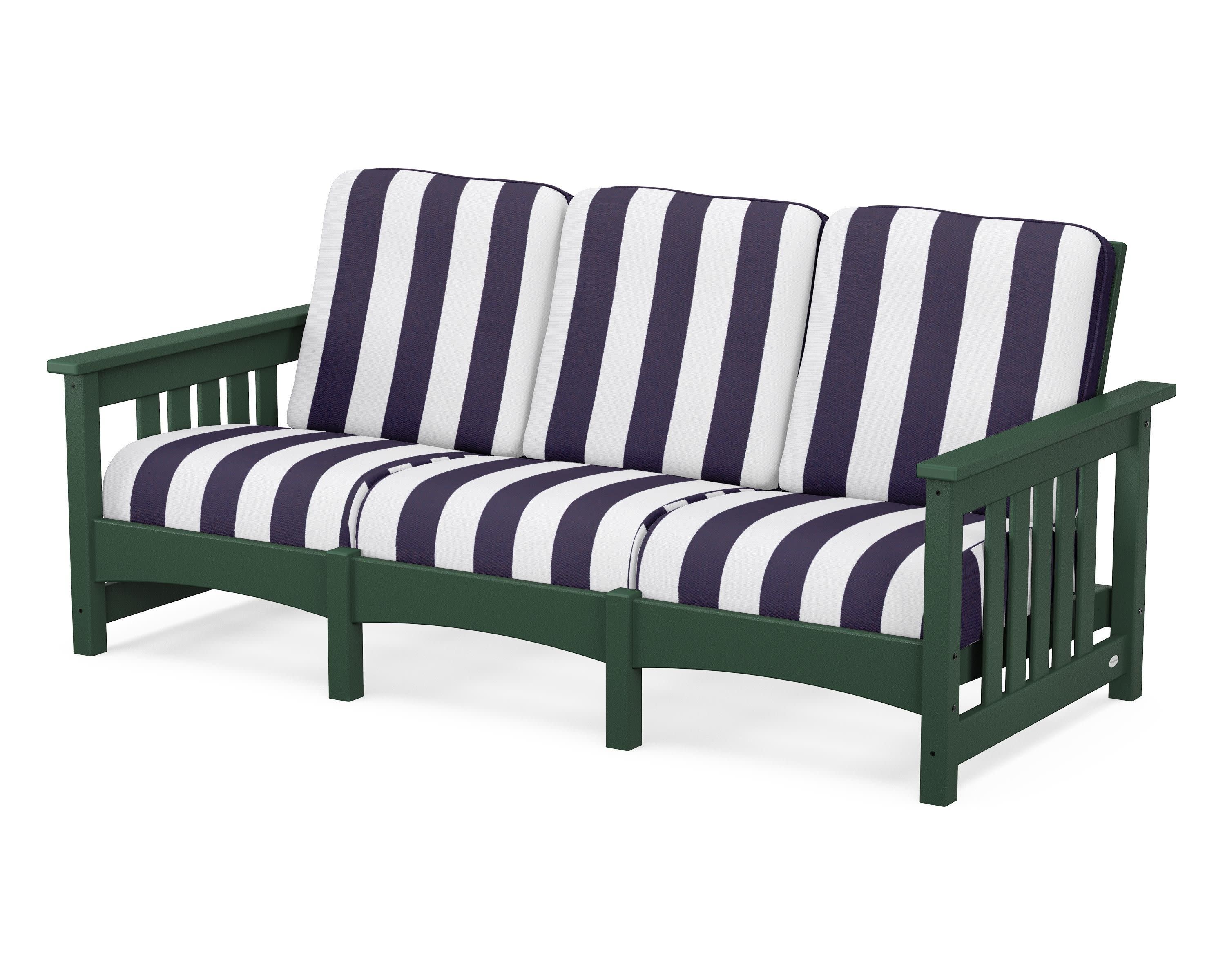 Club Mission Sofa in Green / Cabana Stripe Navy