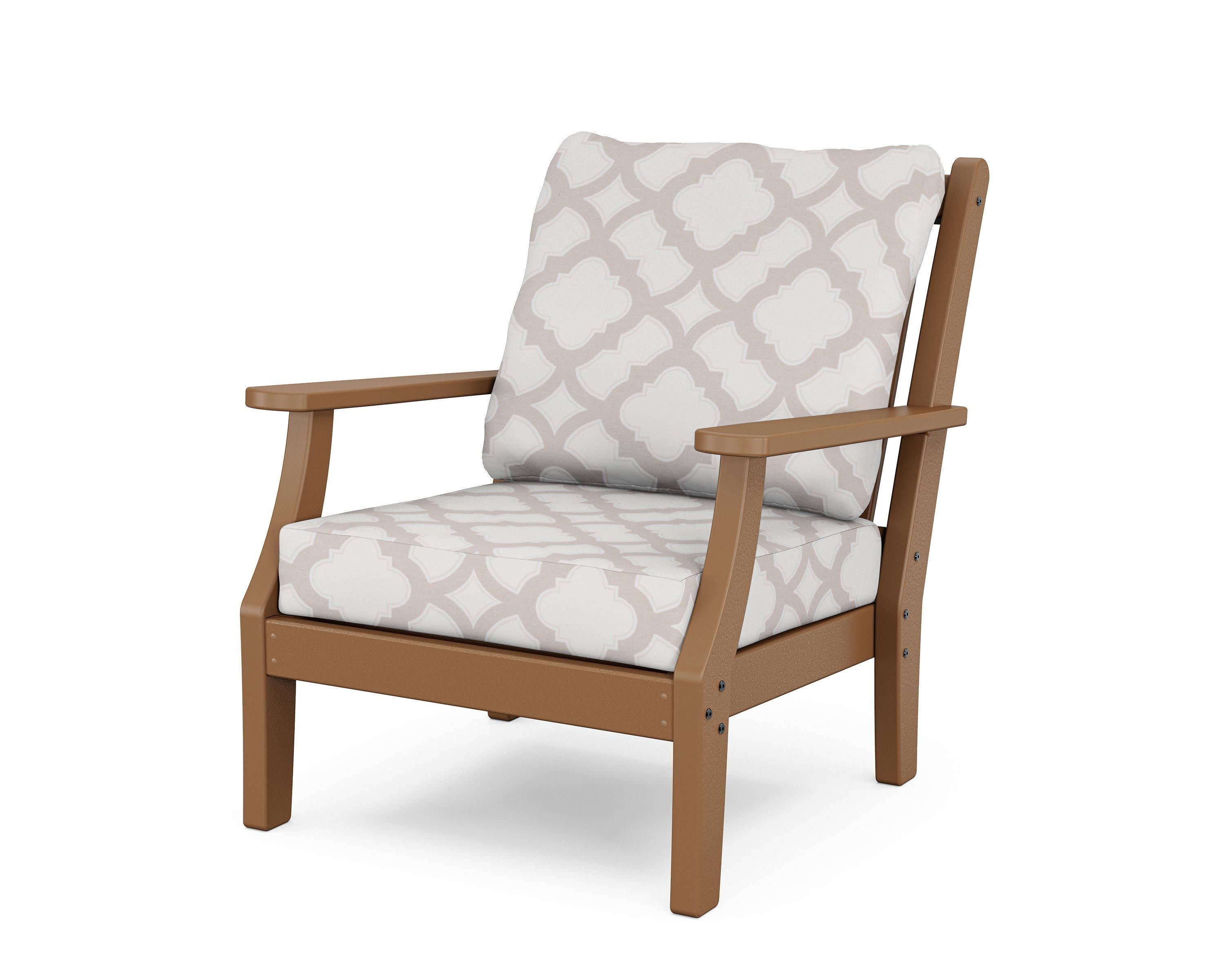 Wovendale Deep Seating Chair in Teak / Trellis Dune Burlap