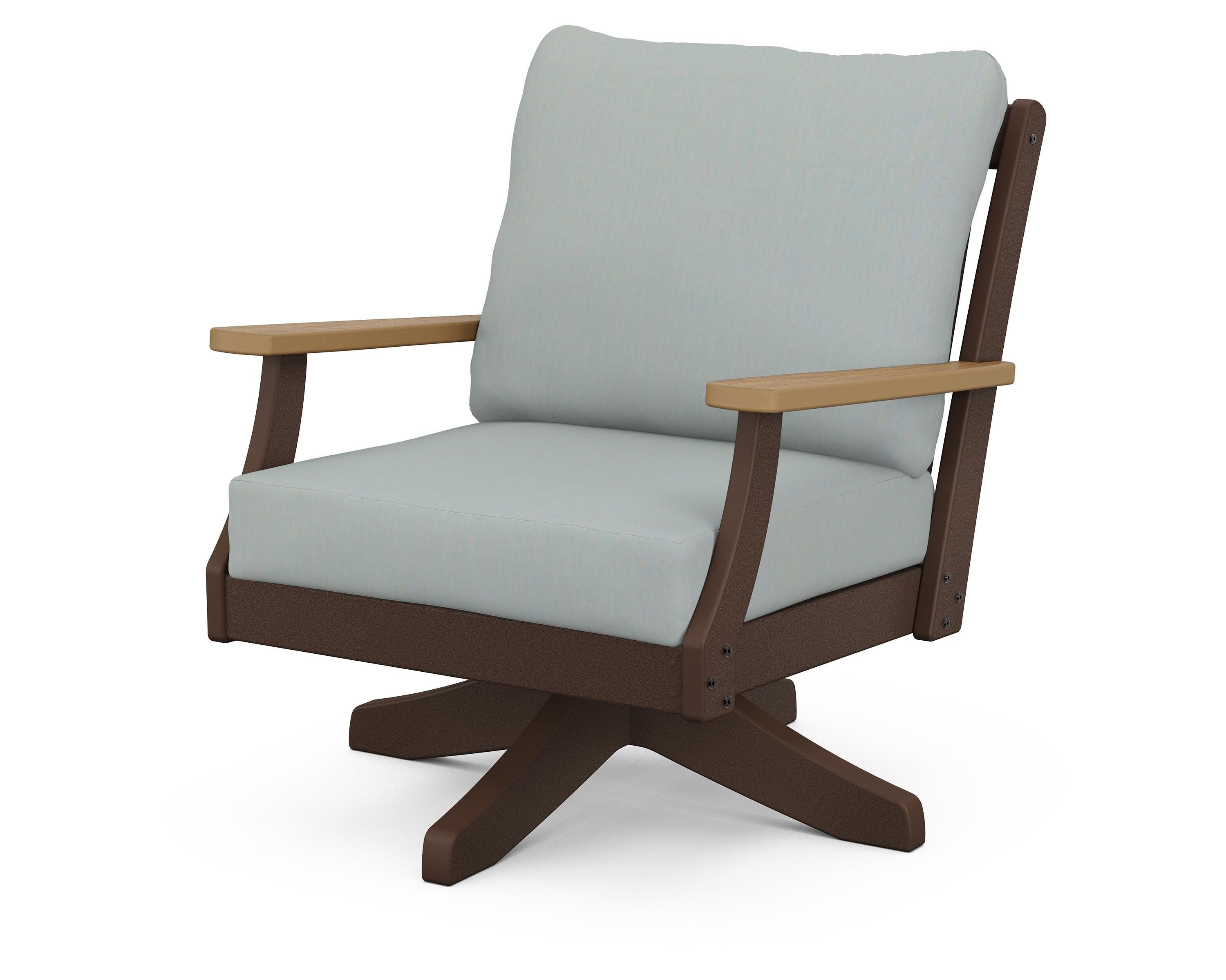 Braxton Deep Seating Swivel Chair in Mahogany / Natural / Spa