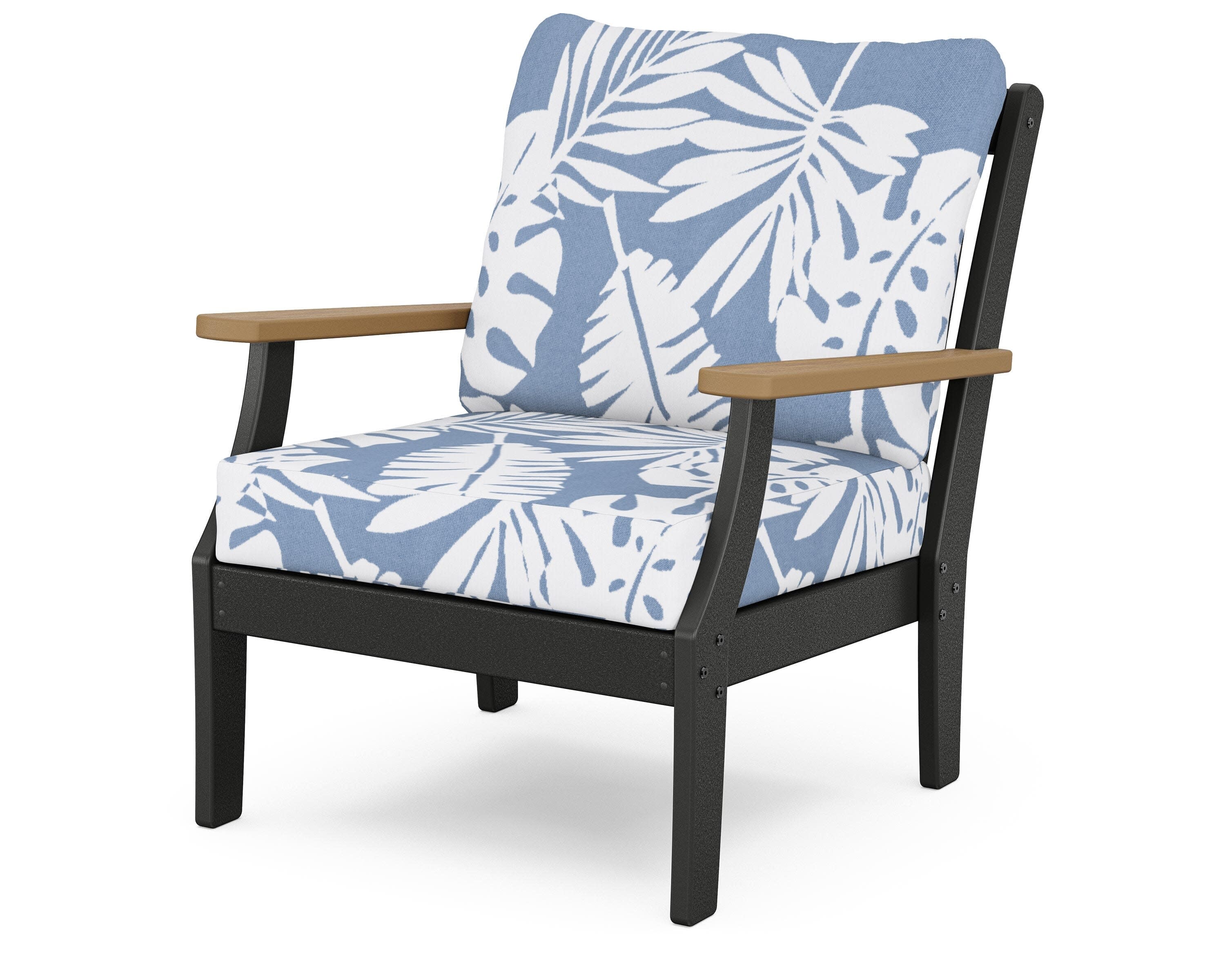 Braxton Deep Seating Chair in Black / Natural / Leaf Sky Blue