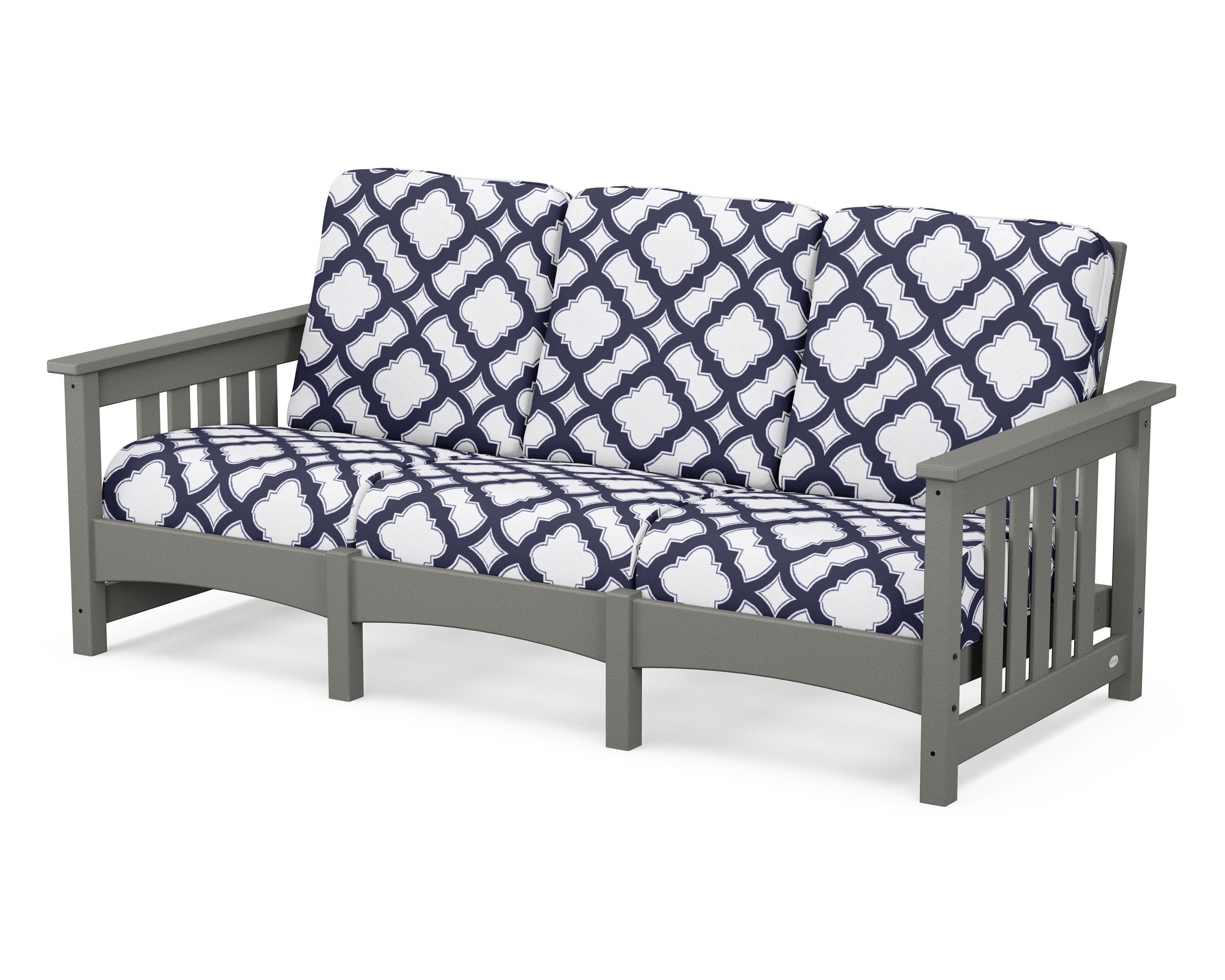 Club Mission Sofa in Slate Grey / Trellis Navy