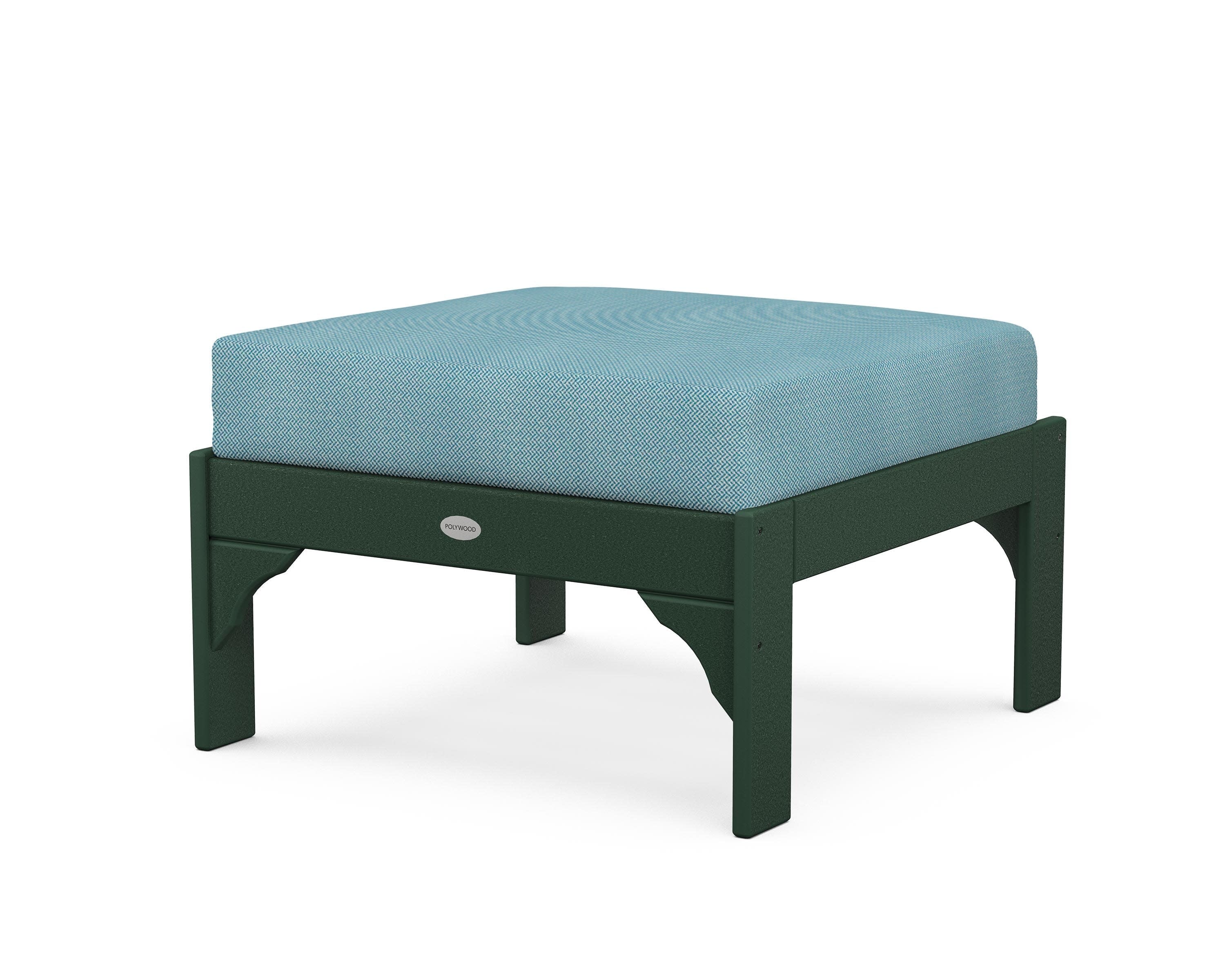 Vineyard Deep Seating Ottoman in Green / Lattice Sky Blue