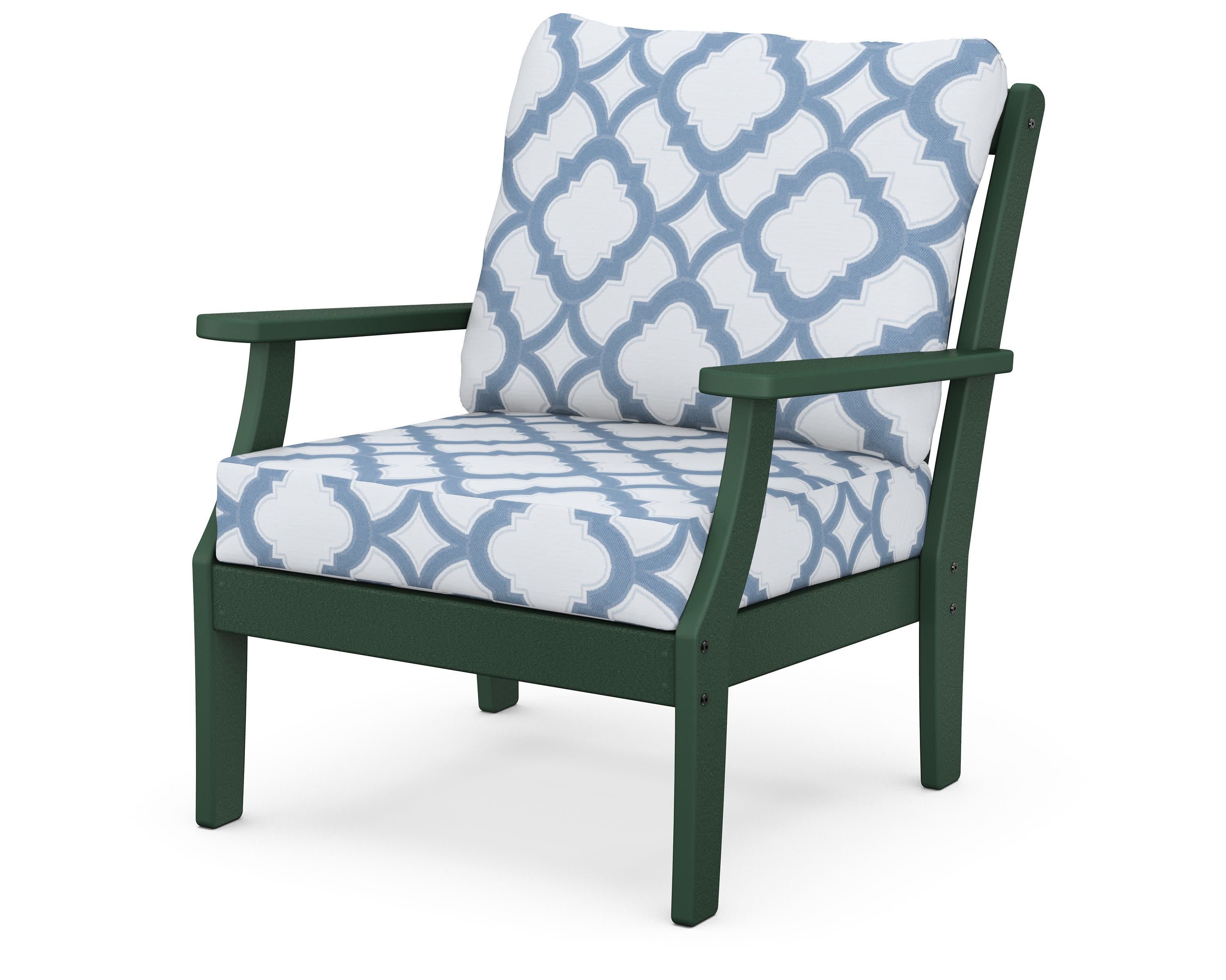 Braxton Deep Seating Chair in Green / Trellis Sky Blue