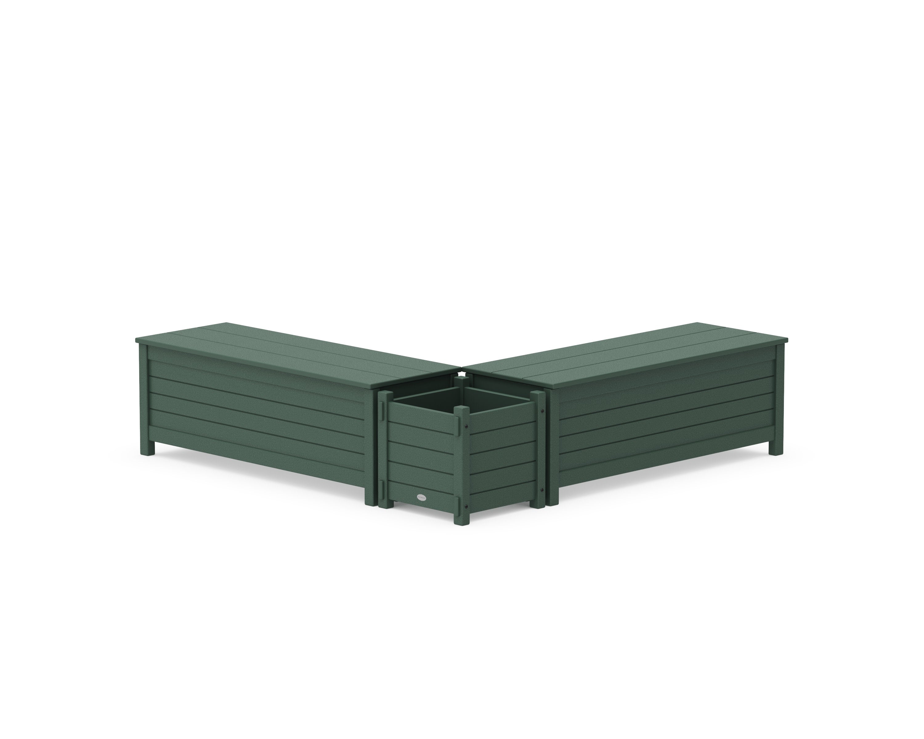 48" Nautical L- Shaped Planter Storage Bench Set in Green
