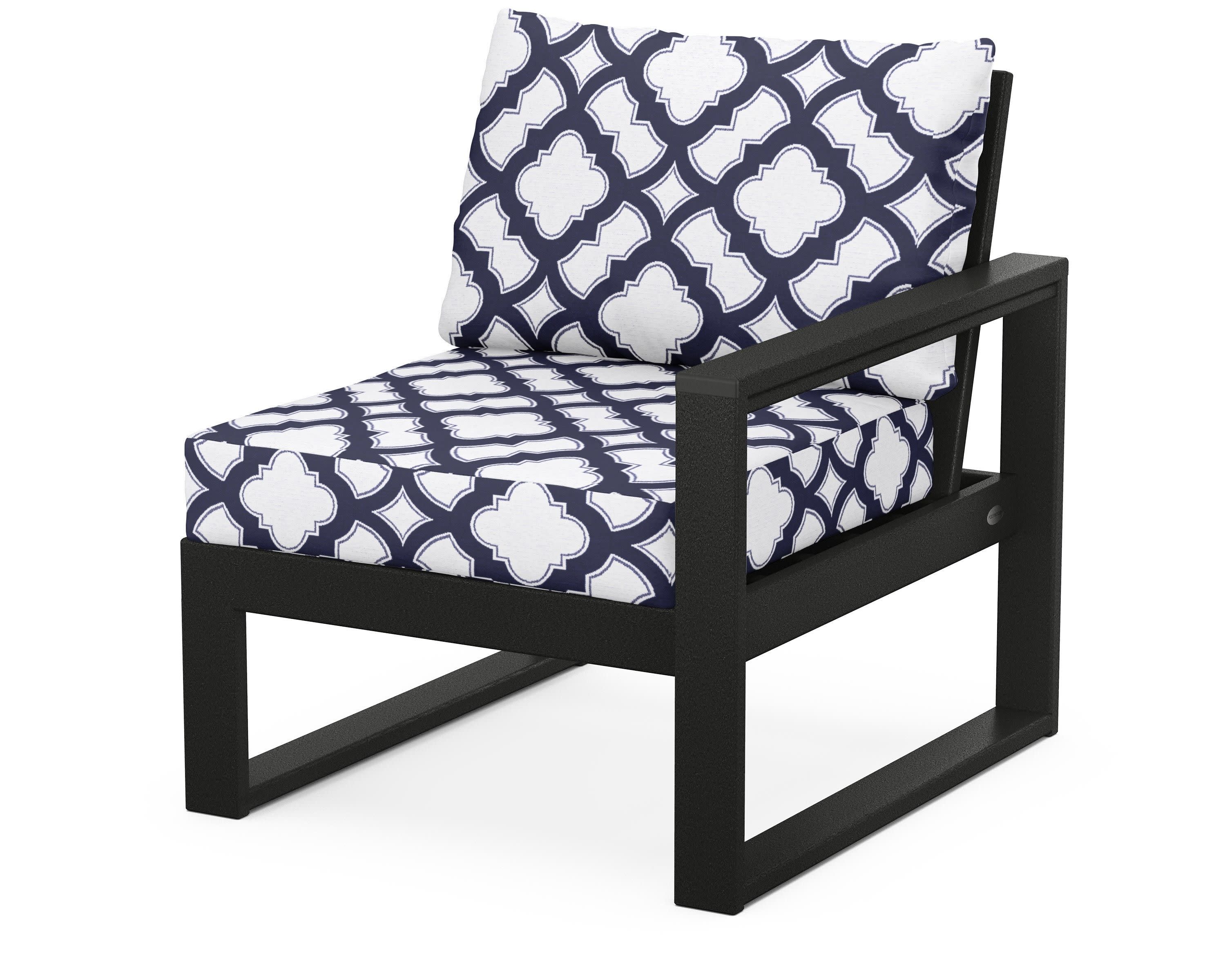 EDGE Modular Right Arm Chair in Black / Trellis Navy
