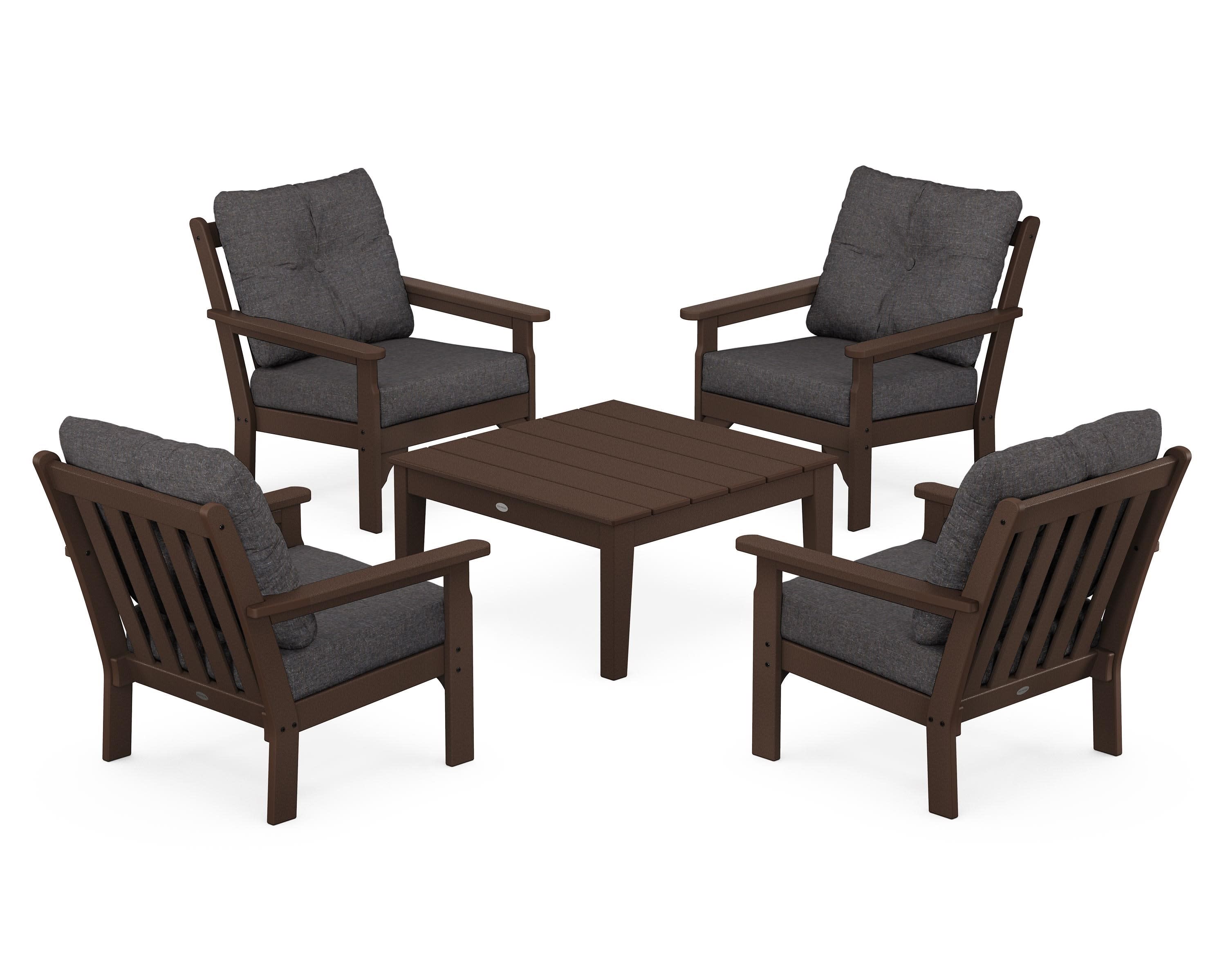 Vineyard 5-Piece Deep Seating Conversation Set in Mahogany / Ash Charcoal