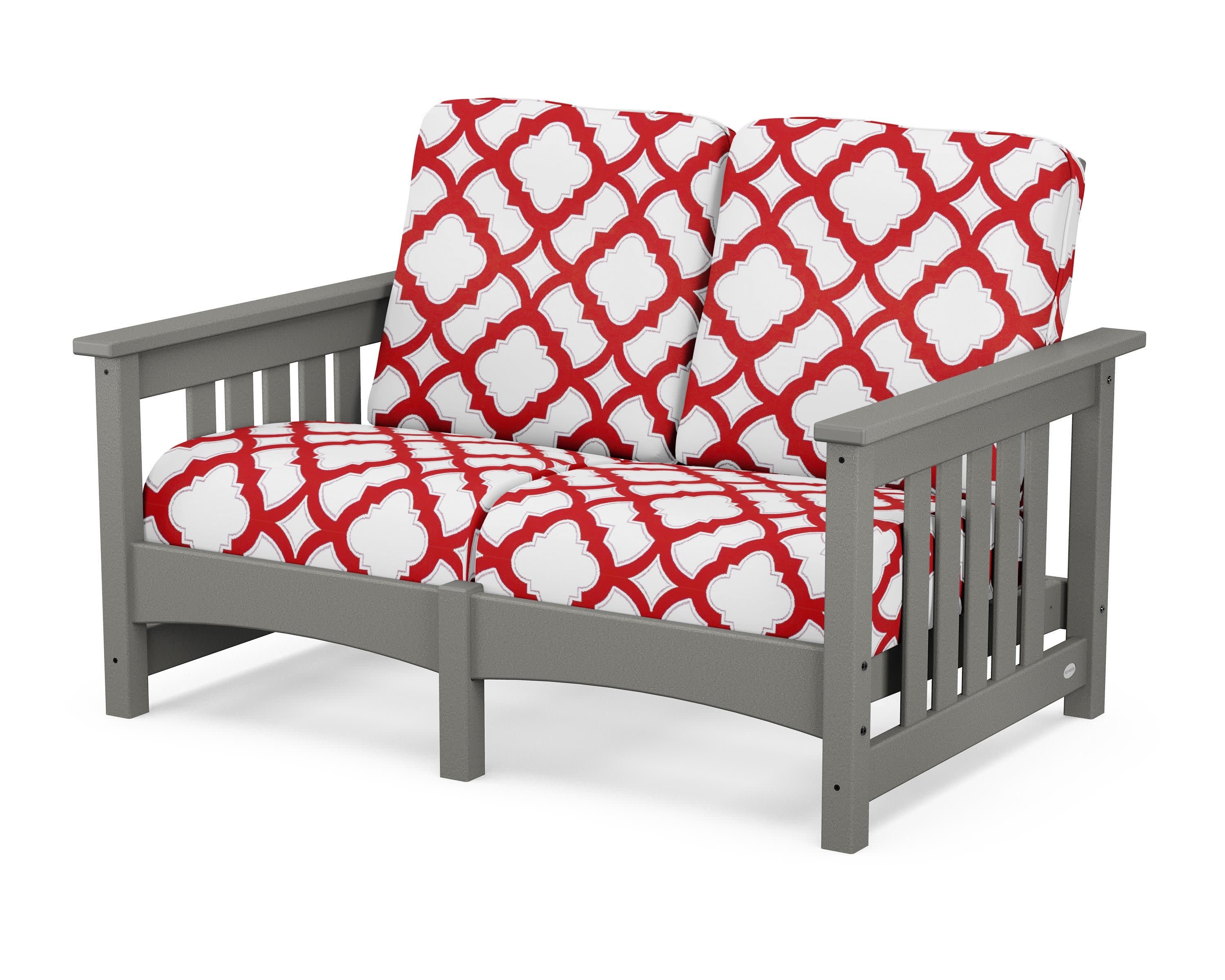 Club Mission Loveseat in Slate Grey / Trellis Crimson