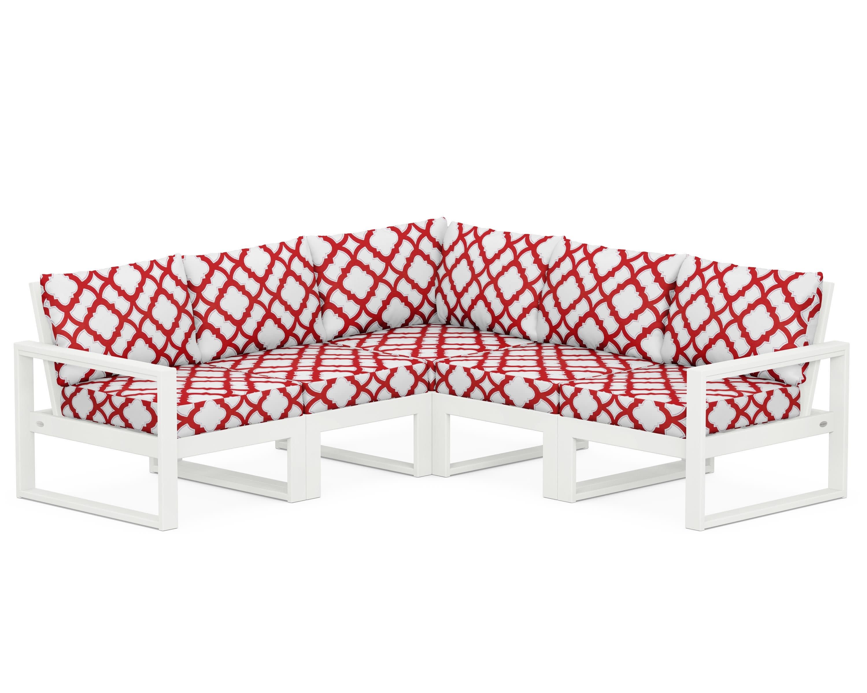 EDGE 5-Piece Modular Deep Seating Set in Vintage White / Trellis Crimson