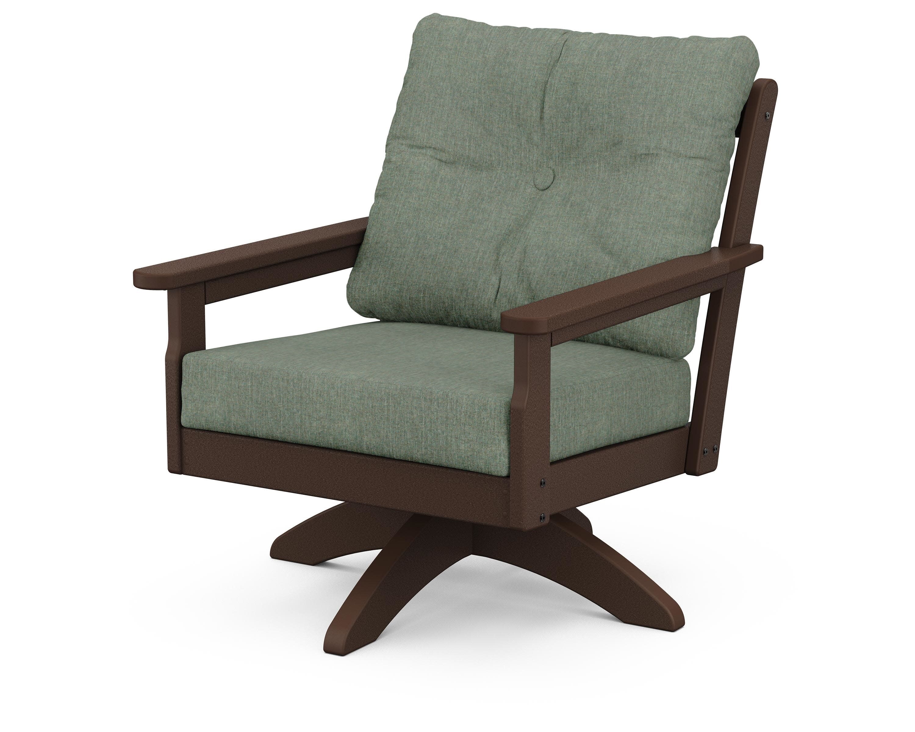 Vineyard Deep Seating Swivel Chair in Mahogany / Cast Sage