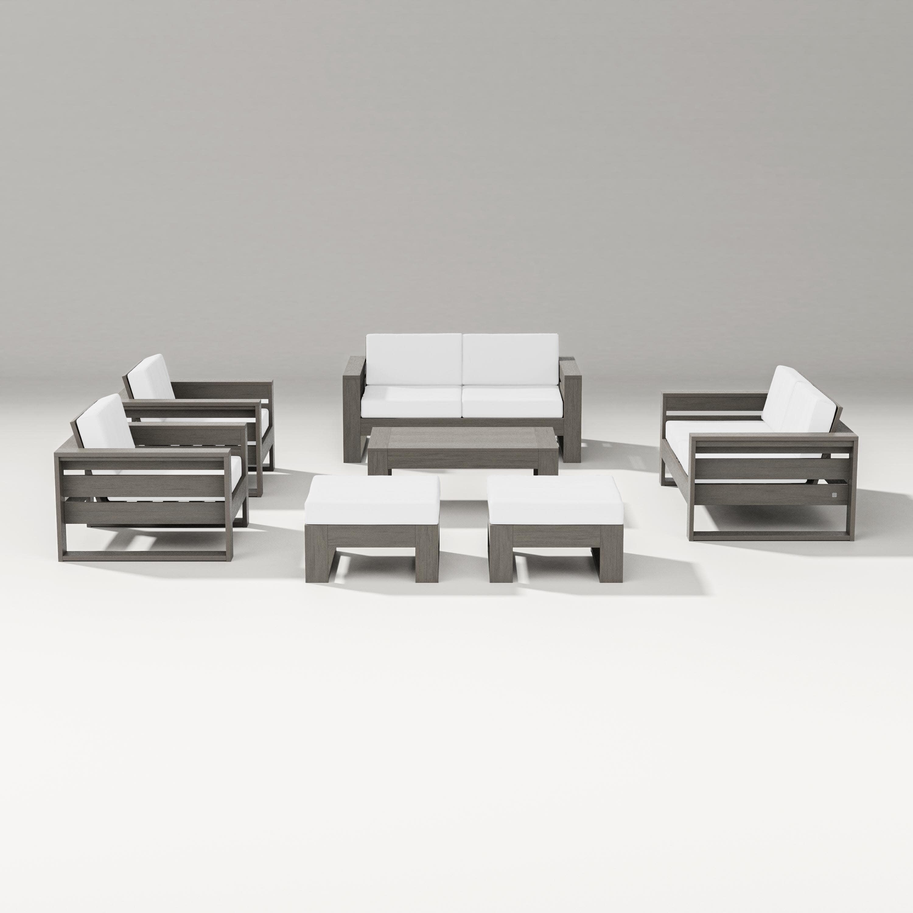 Latitude 7-Piece Lounge Loveseat Set in Driftwood / Natural